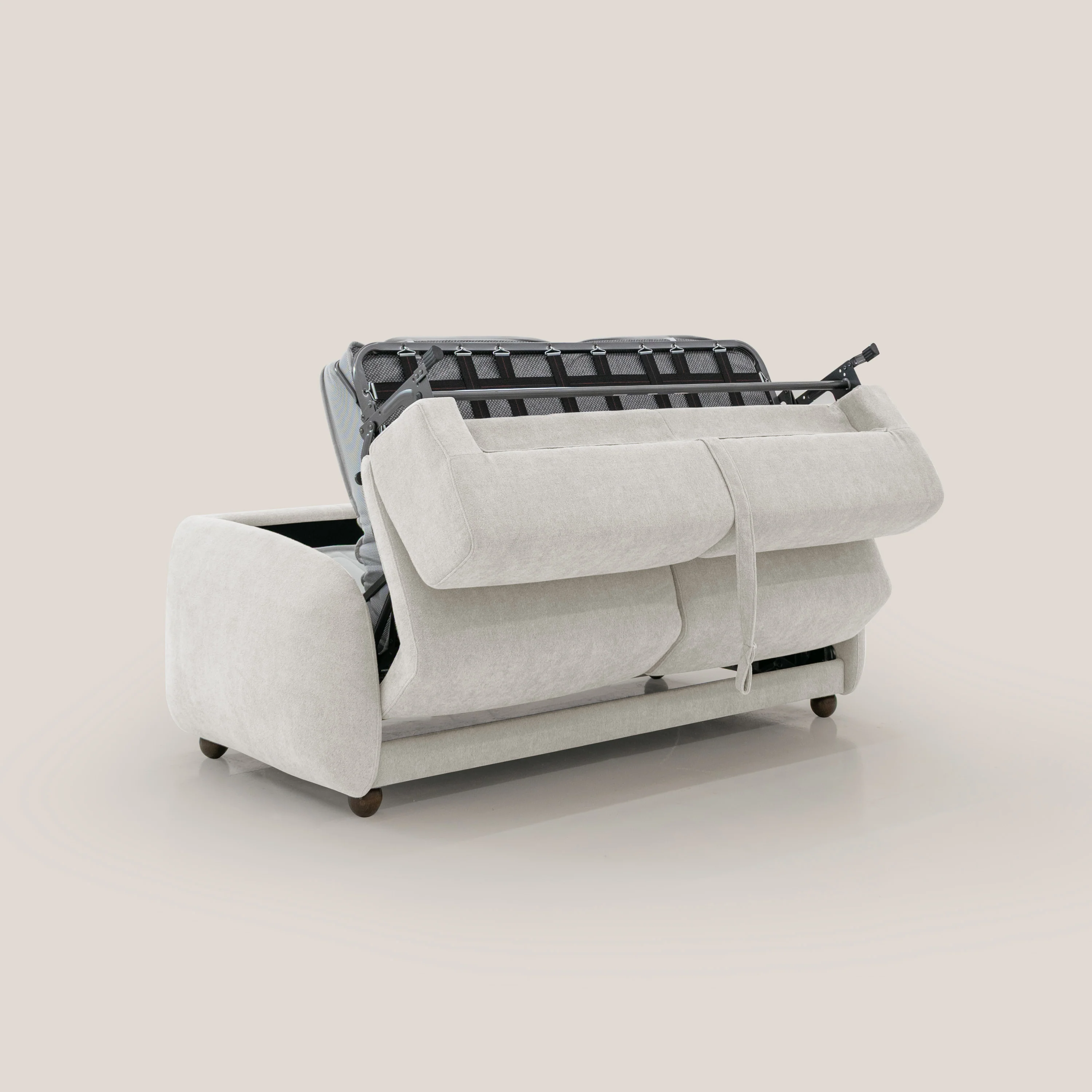 Giglio canapé convertible Japandi avec matelas H 18cm en bouclette imperméable T07 blanc - Image 3