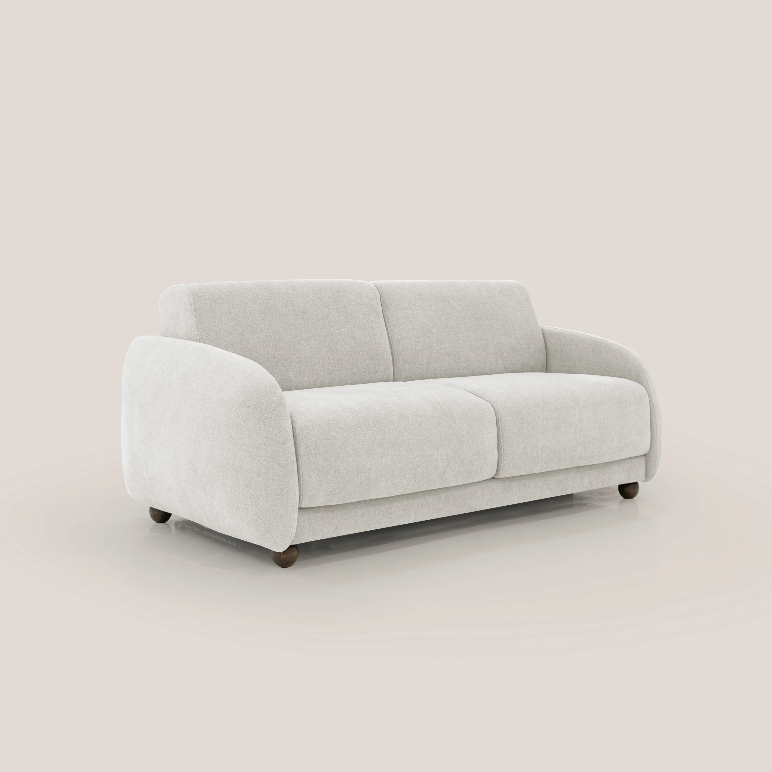 Giglio canapé convertible Japandi avec matelas H 18cm en bouclette imperméable T07 blanc - Image 4