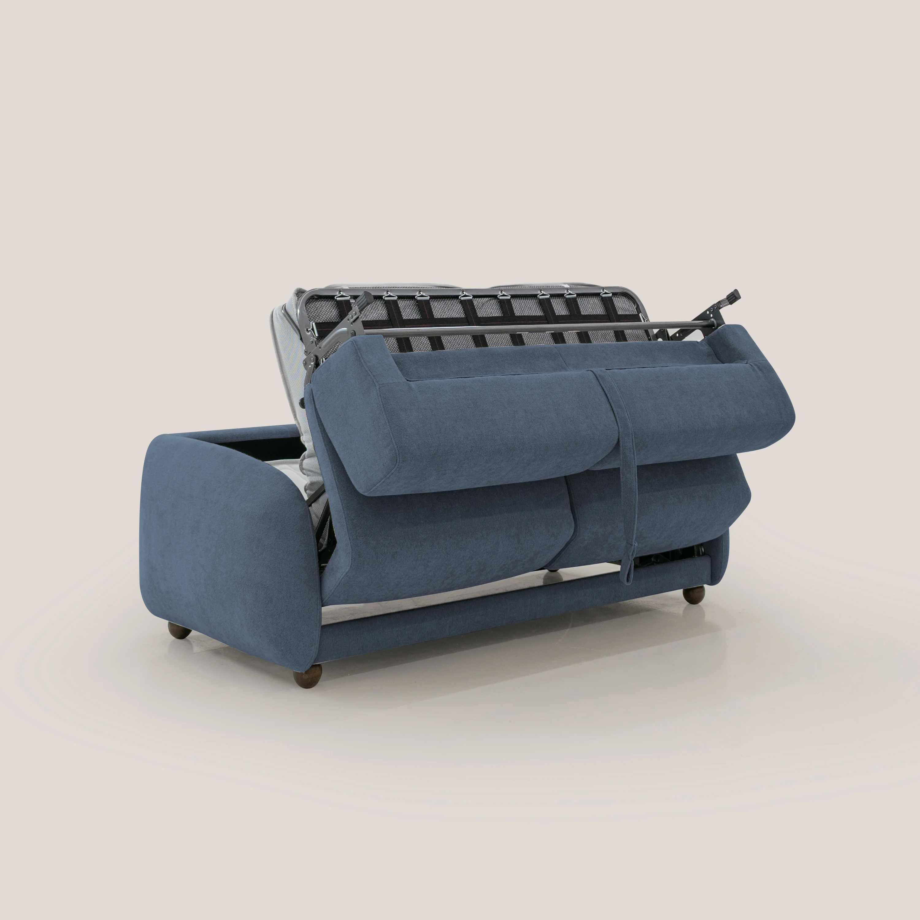 Giglio canapé convertible Japandi avec matelas H 18cm en bouclette imperméable T07 bleu - Image 3