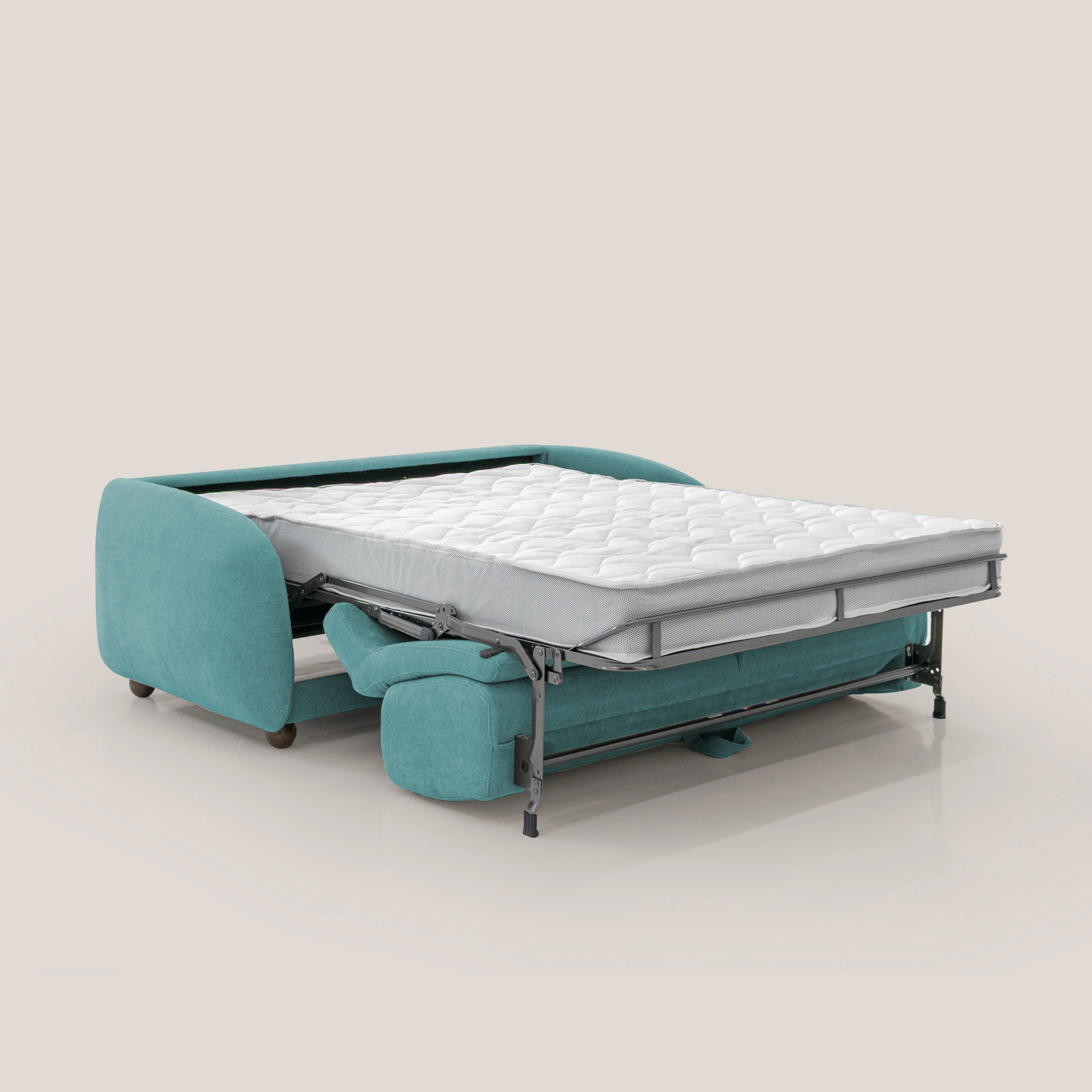 Giglio canapé convertible Japandi avec matelas H 18cm en bouclette imperméable T07 bleu ciel - Image 2
