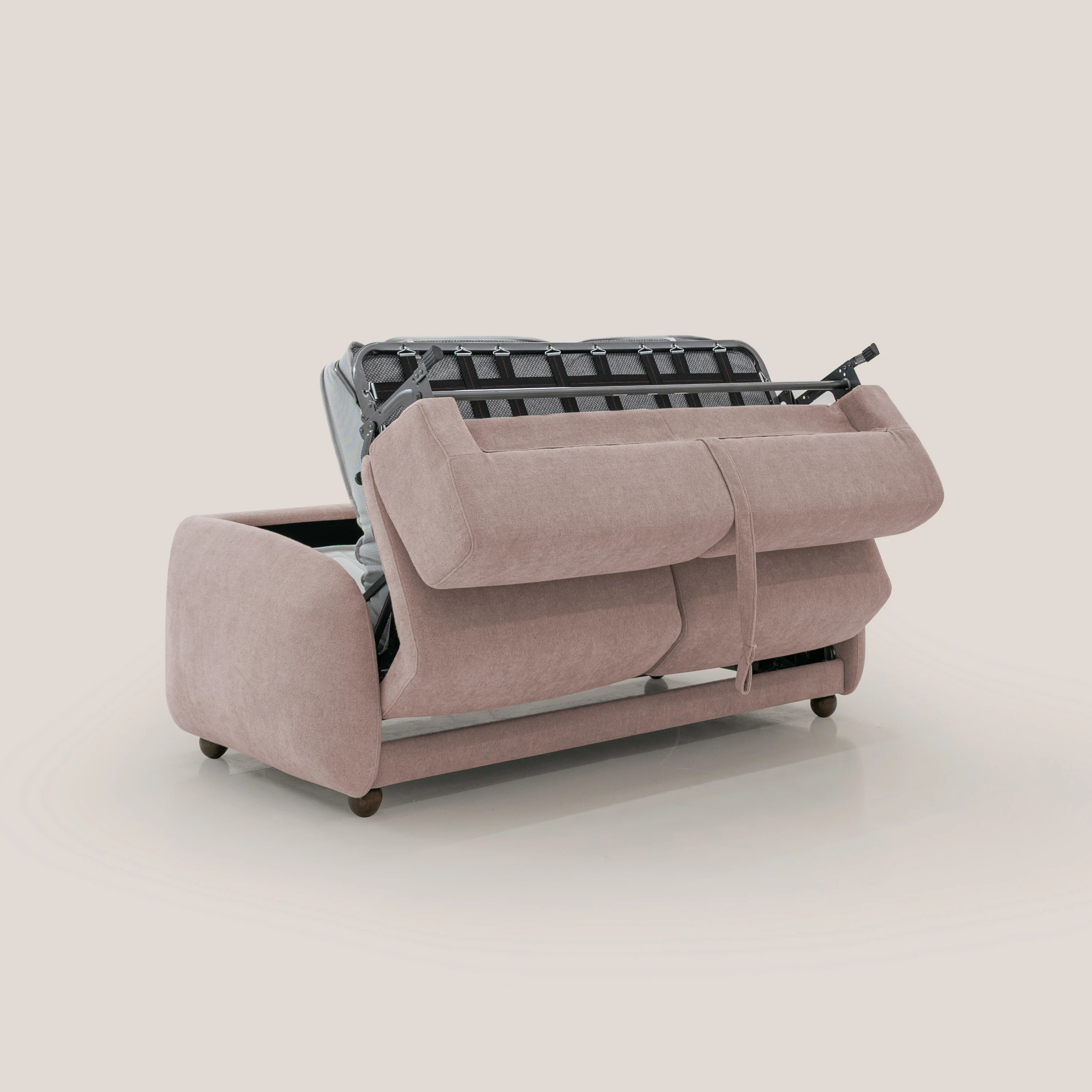 Giglio canapé convertible Japandi avec matelas H 18cm en bouclette imperméable T07 rose - Image 3
