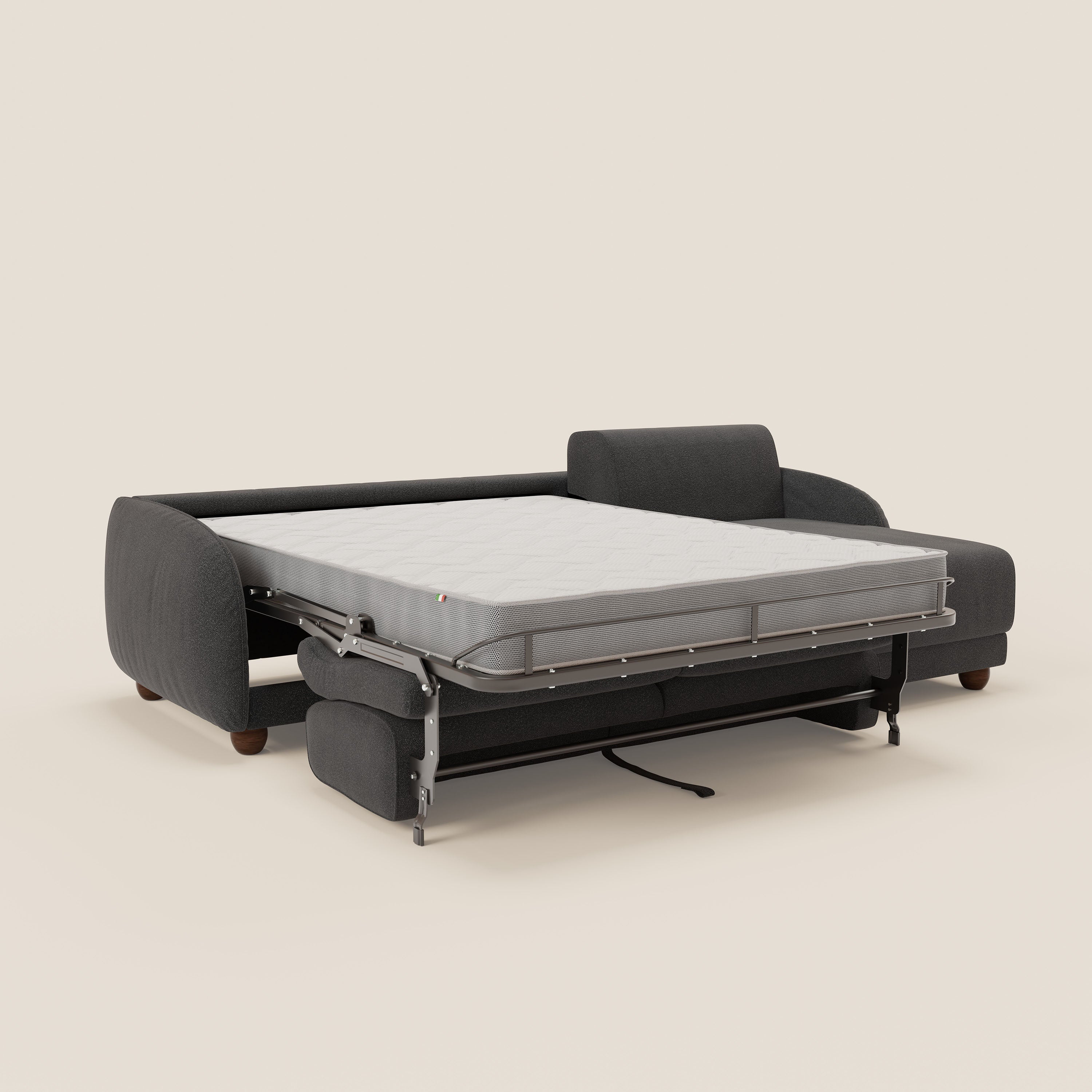 Giglio Canapé d'angle convertible avec matelas H18 cm et chaise longue coffre en bouclette douce T07 anthracite - Image 11