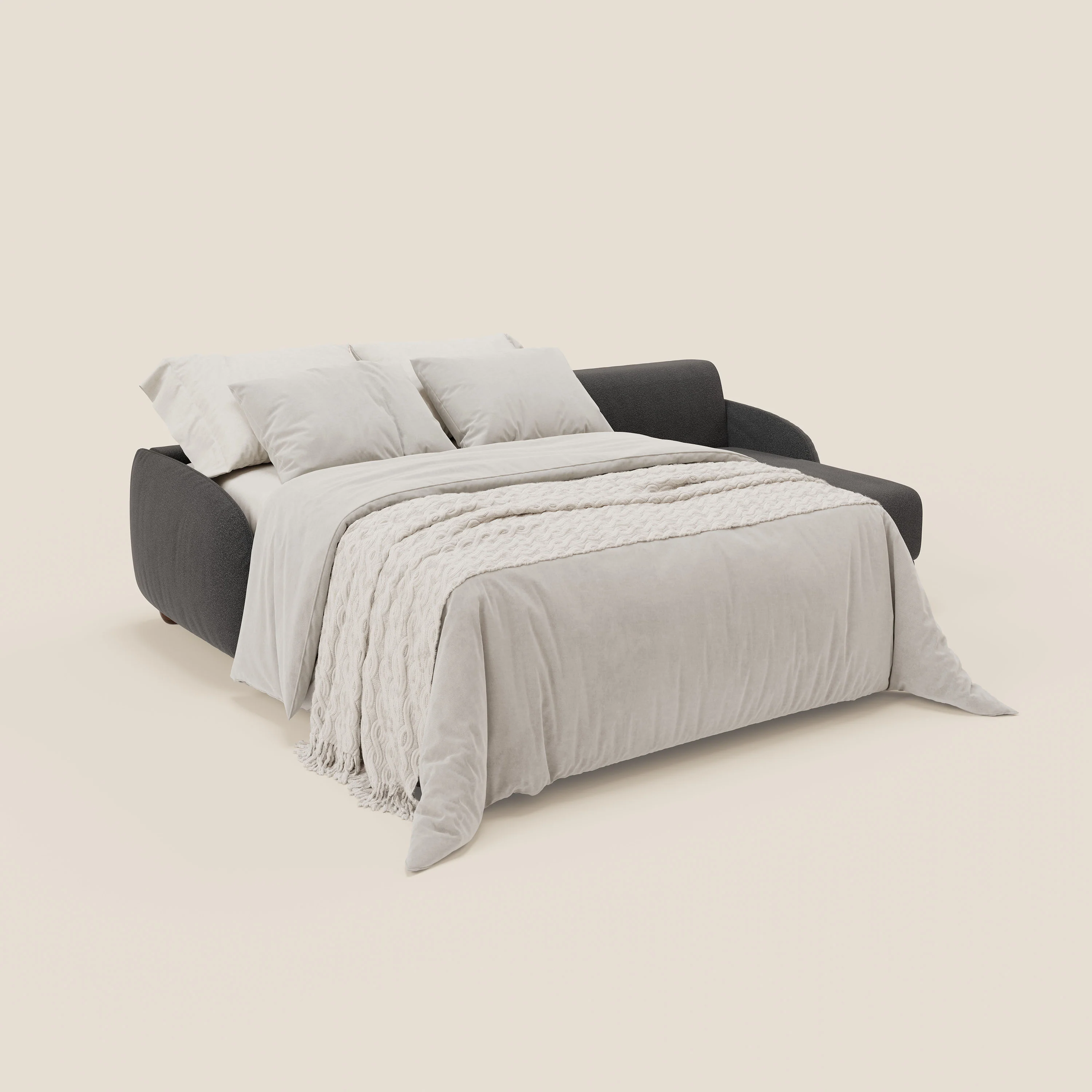 Giglio Canapé d'angle convertible avec matelas H18 cm et chaise longue coffre en bouclette douce T07 anthracite - Image 2