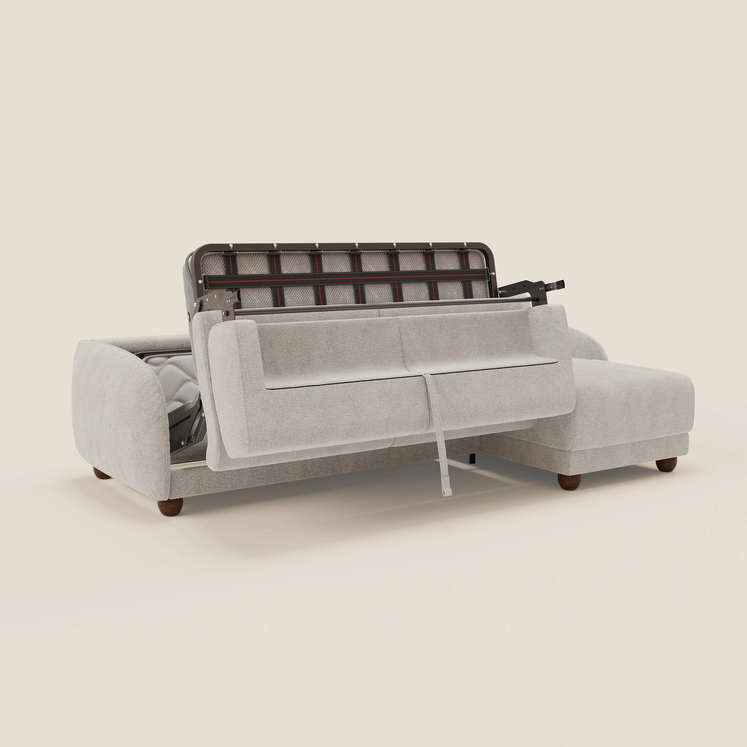 Giglio Canapé d'angle convertible avec matelas H18 cm et chaise longue coffre en bouclette douce T07 blanc - Image 10