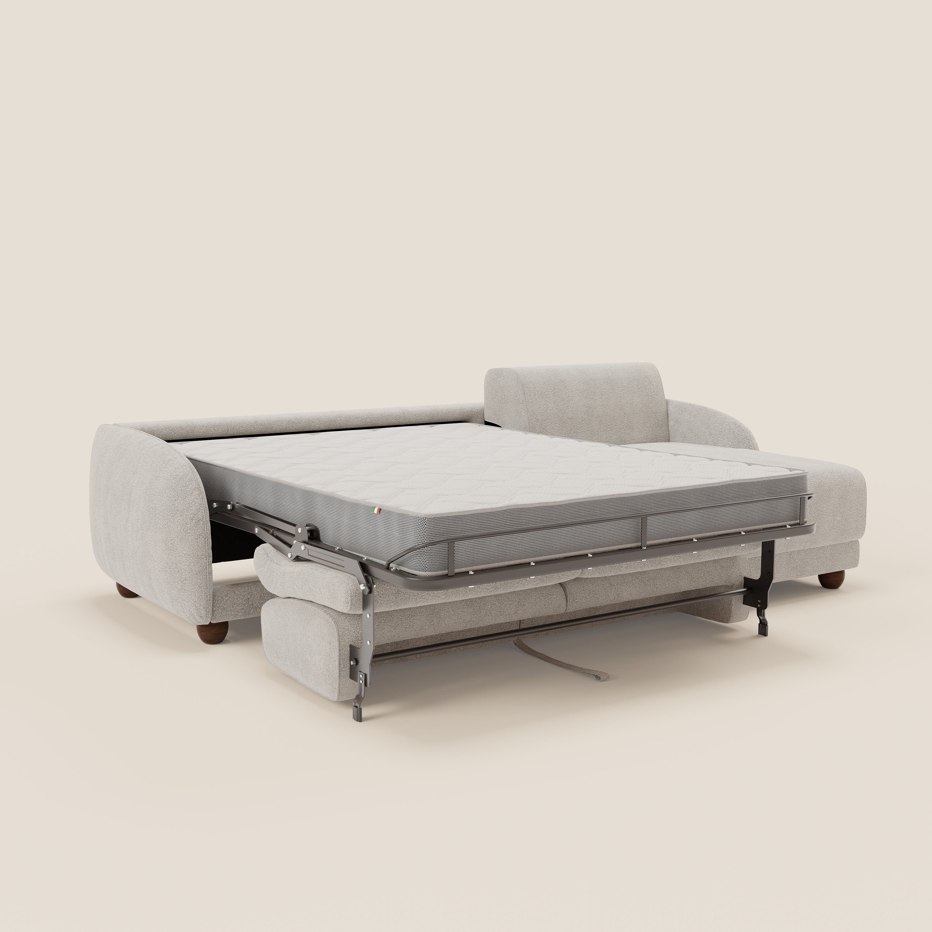 Giglio Canapé d'angle convertible avec matelas H18 cm et chaise longue coffre en bouclette douce T07 blanc - Image 11
