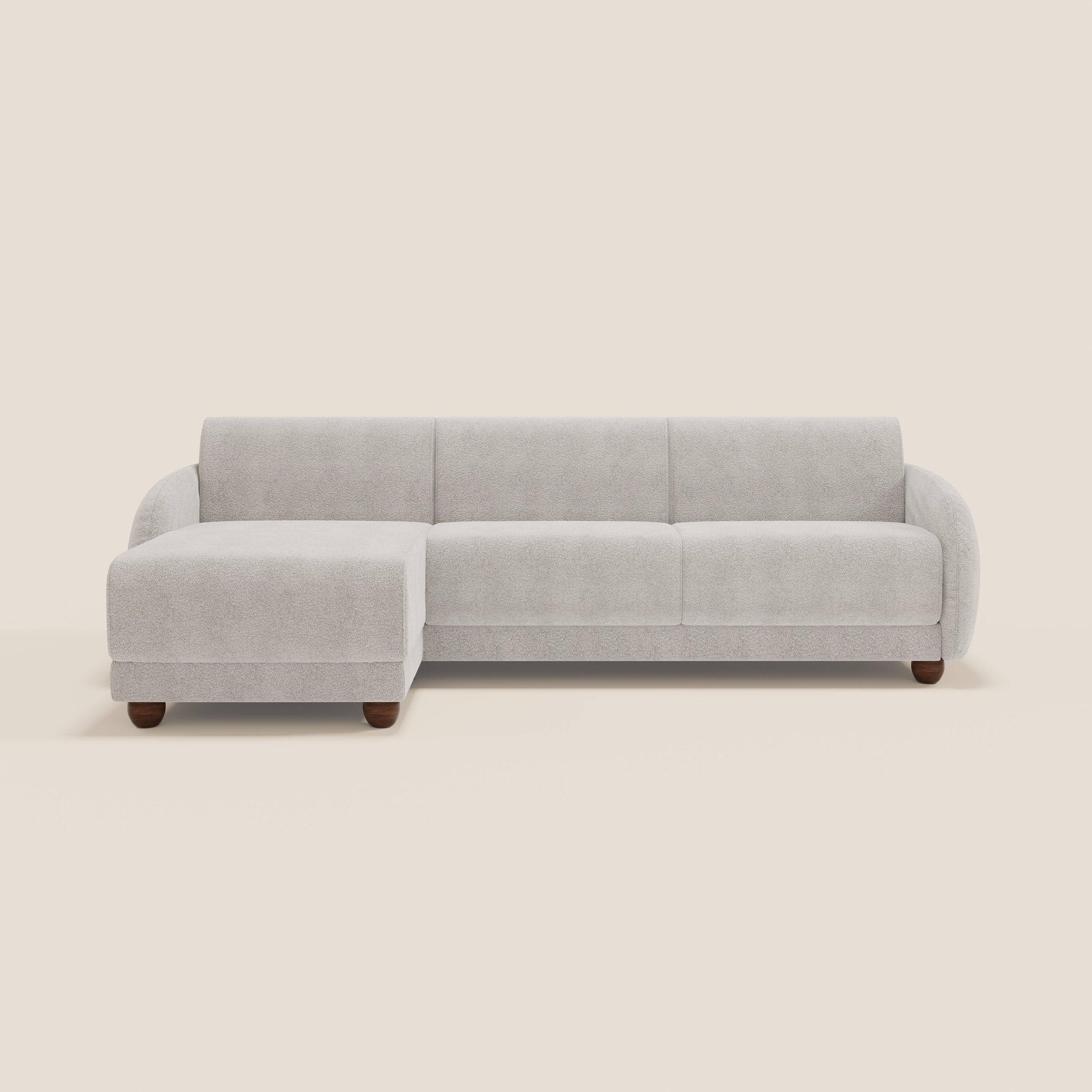 Giglio Canapé d'angle convertible avec matelas H18 cm et chaise longue coffre en bouclette douce T07 blanc - Image 12