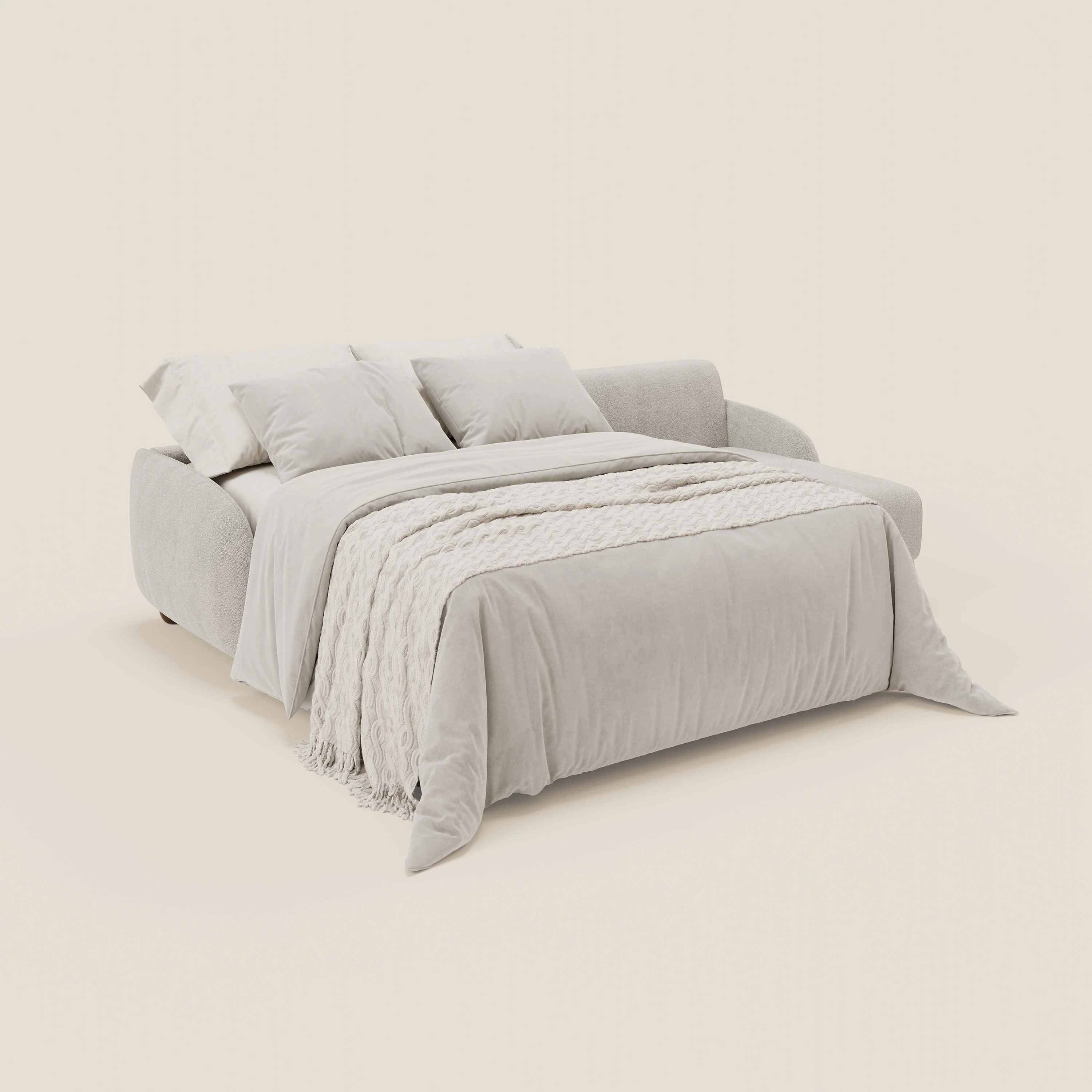Giglio Canapé d'angle convertible avec matelas H18 cm et chaise longue coffre en bouclette douce T07 blanc - Image 2