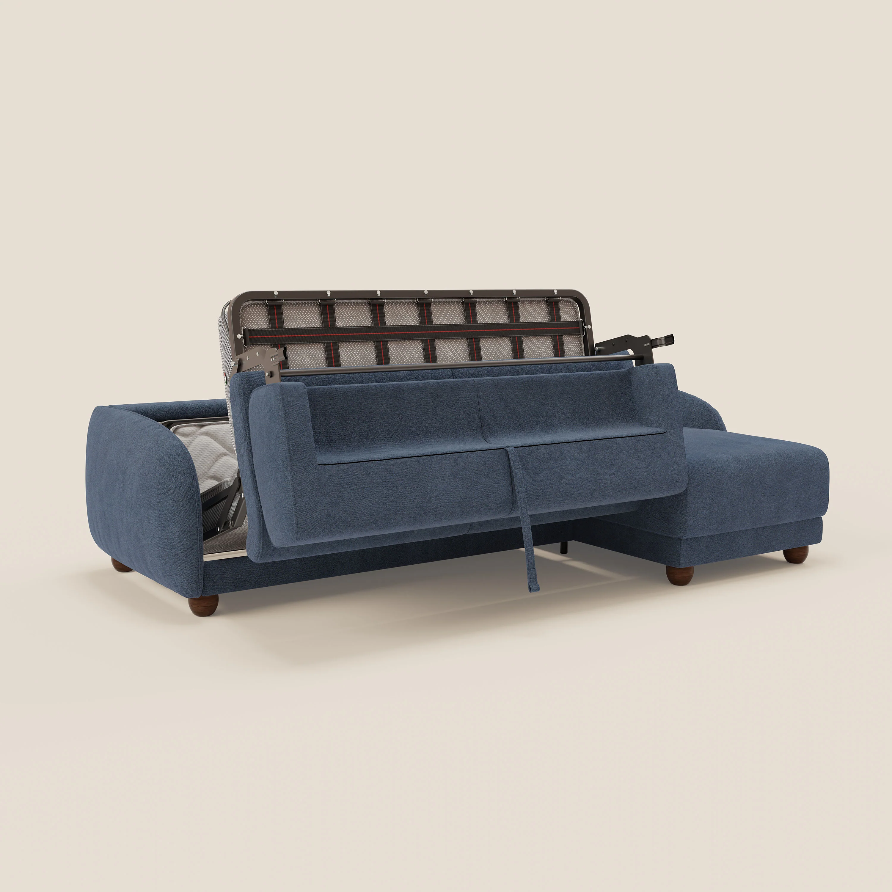 Giglio Canapé d'angle convertible avec matelas H18 cm et chaise longue coffre en bouclette douce T07 bleu - Image 10