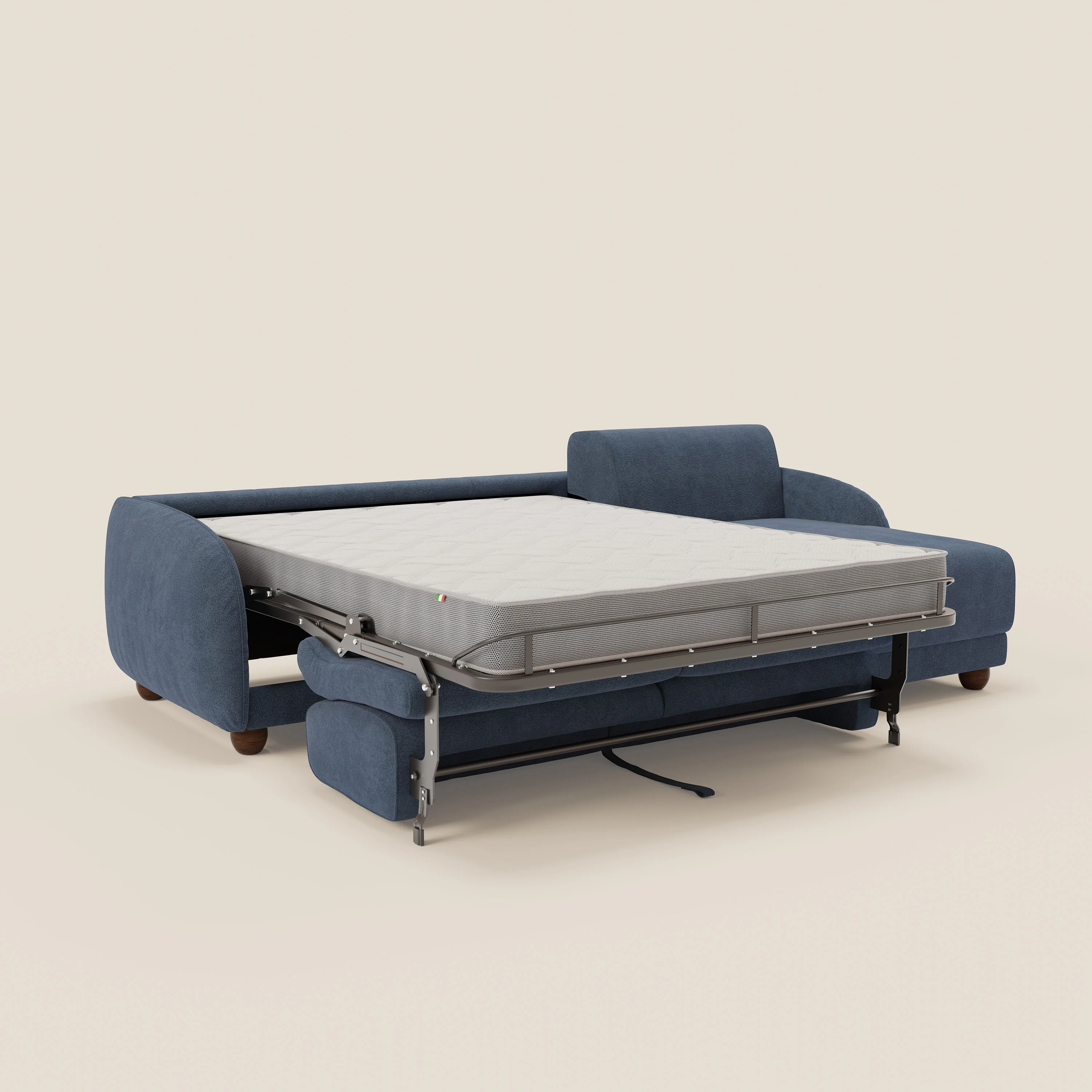 Giglio Canapé d'angle convertible avec matelas H18 cm et chaise longue coffre en bouclette douce T07 bleu - Image 11