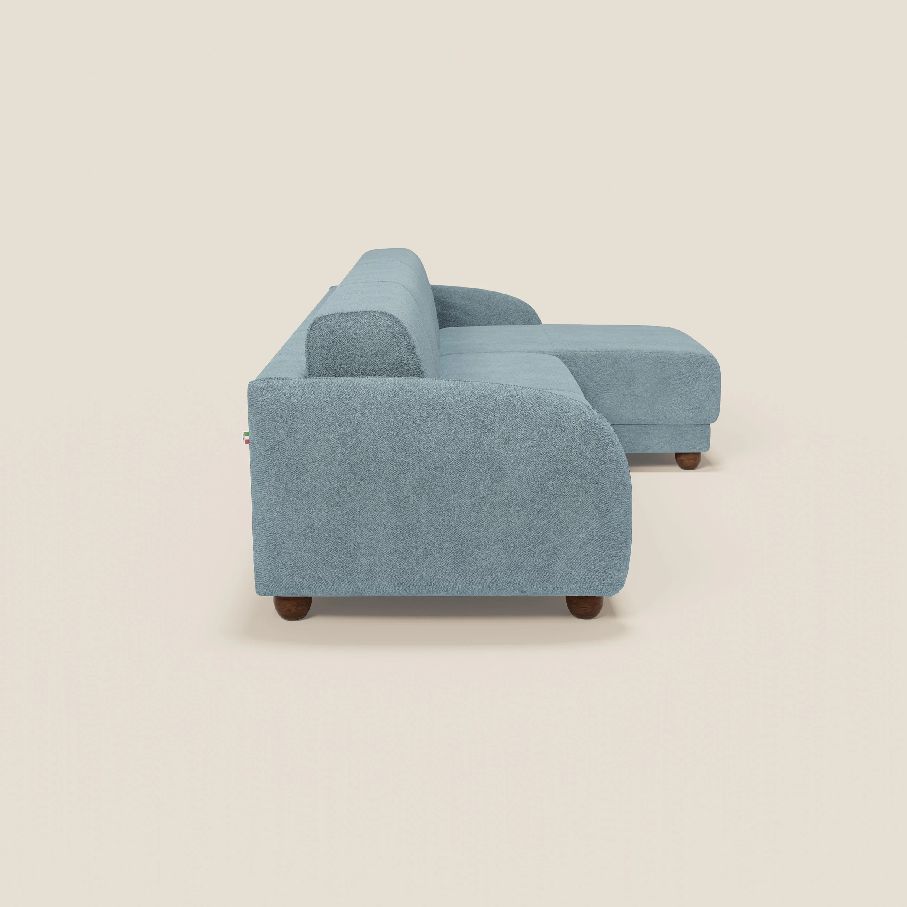 Giglio Canapé d'angle convertible avec matelas H18 cm et chaise longue coffre en bouclette douce T07 bleu pastel - Image 6