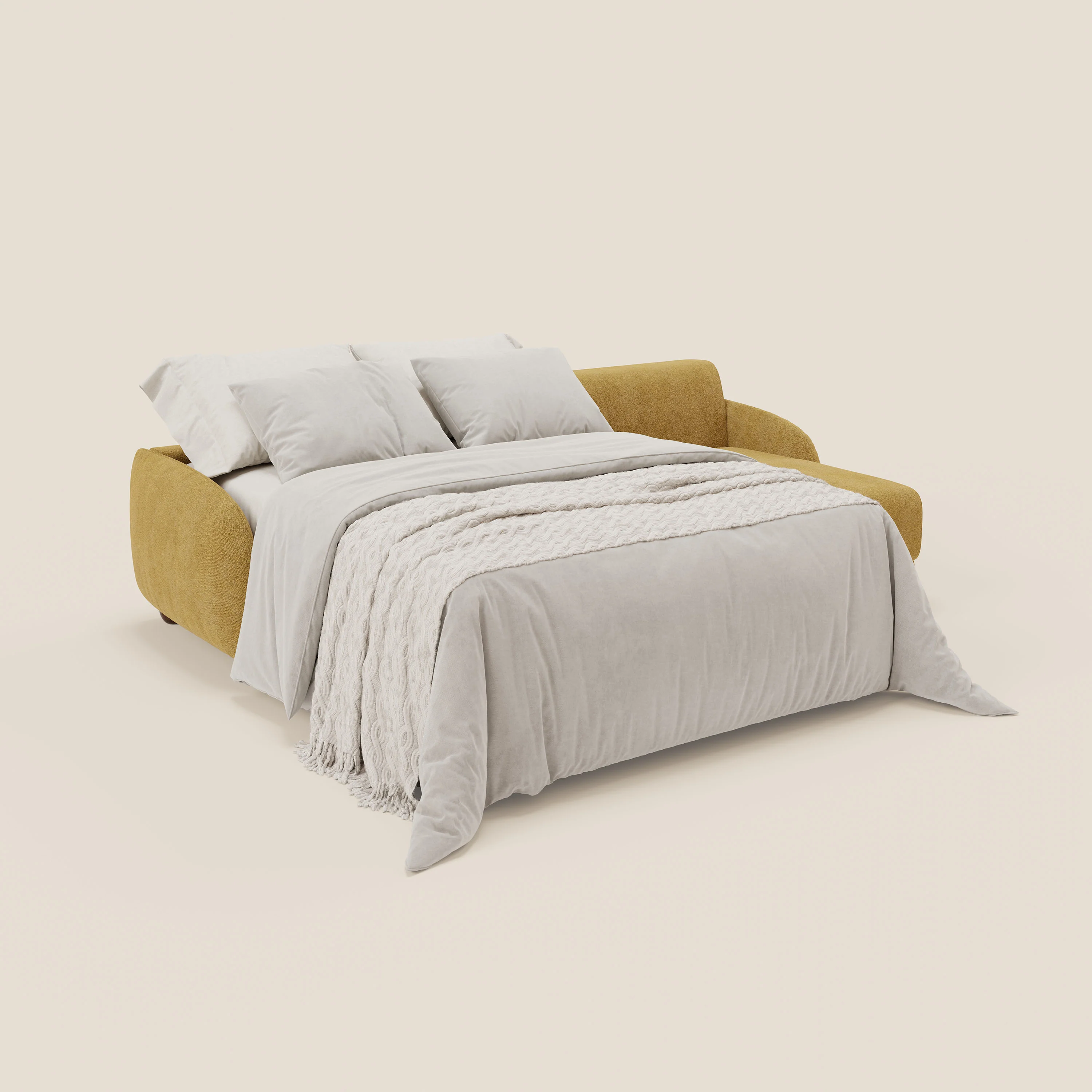 Giglio Canapé d'angle convertible avec matelas H18 cm et chaise longue coffre en bouclette douce T07 jaune - Image 2