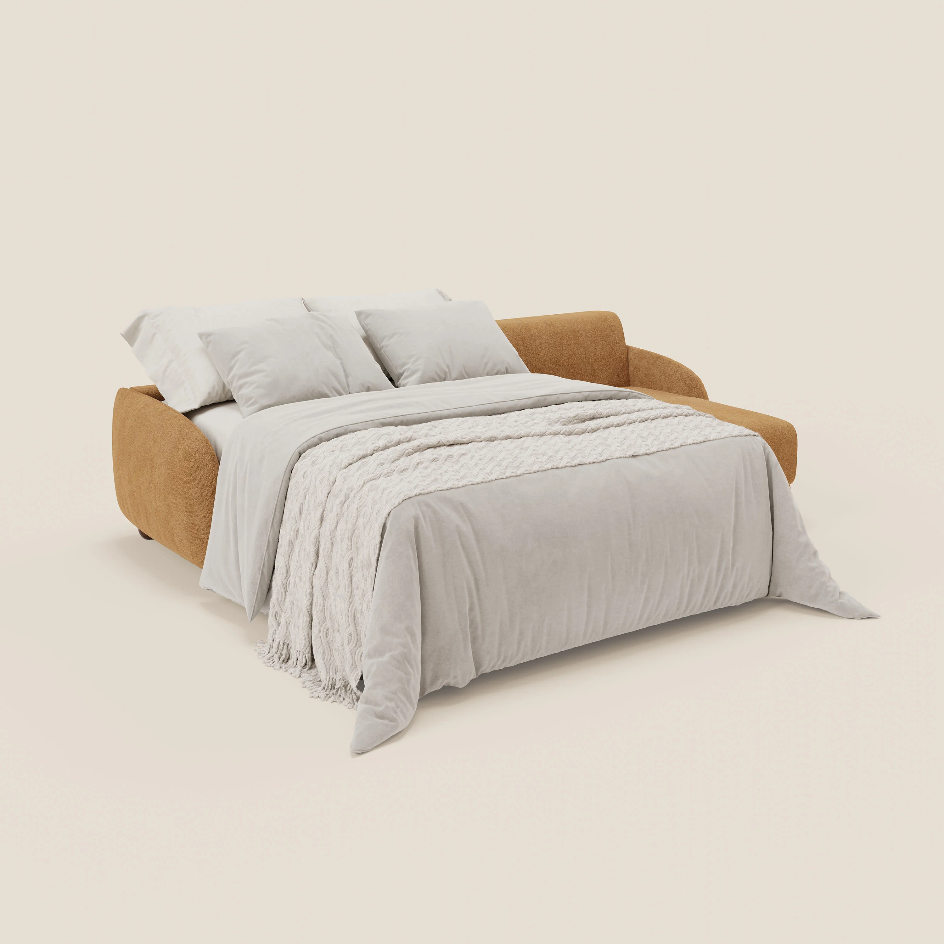 Giglio Canapé d'angle convertible avec matelas H18 cm et chaise longue coffre en bouclette douce T07 orange - Image 2