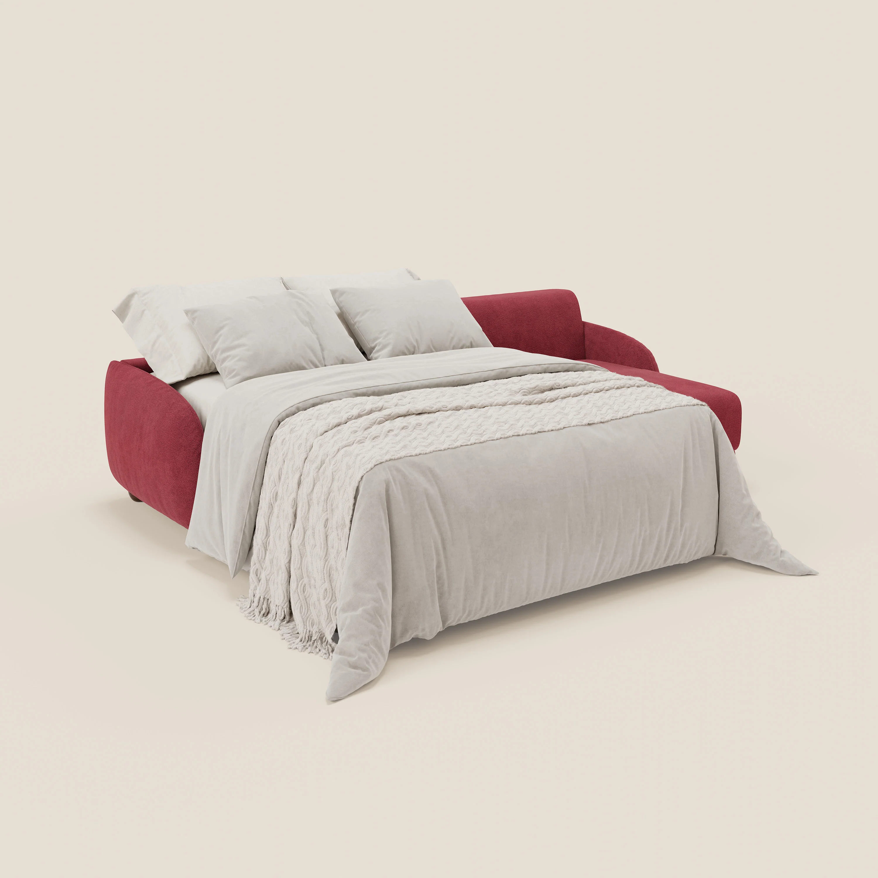 Giglio Canapé d'angle convertible avec matelas H18 cm et chaise longue coffre en bouclette douce T07 rouge - Image 2