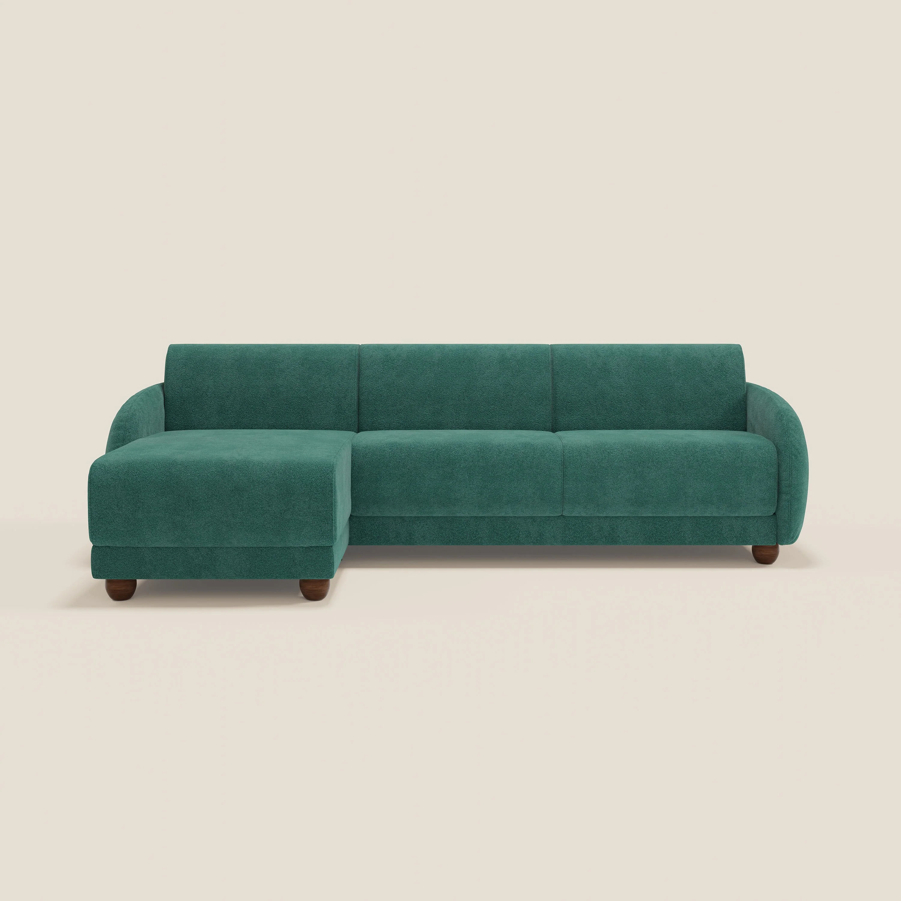 Giglio Canapé d'angle convertible avec matelas H18 cm et chaise longue coffre en bouclette douce T07 vert - Image 12