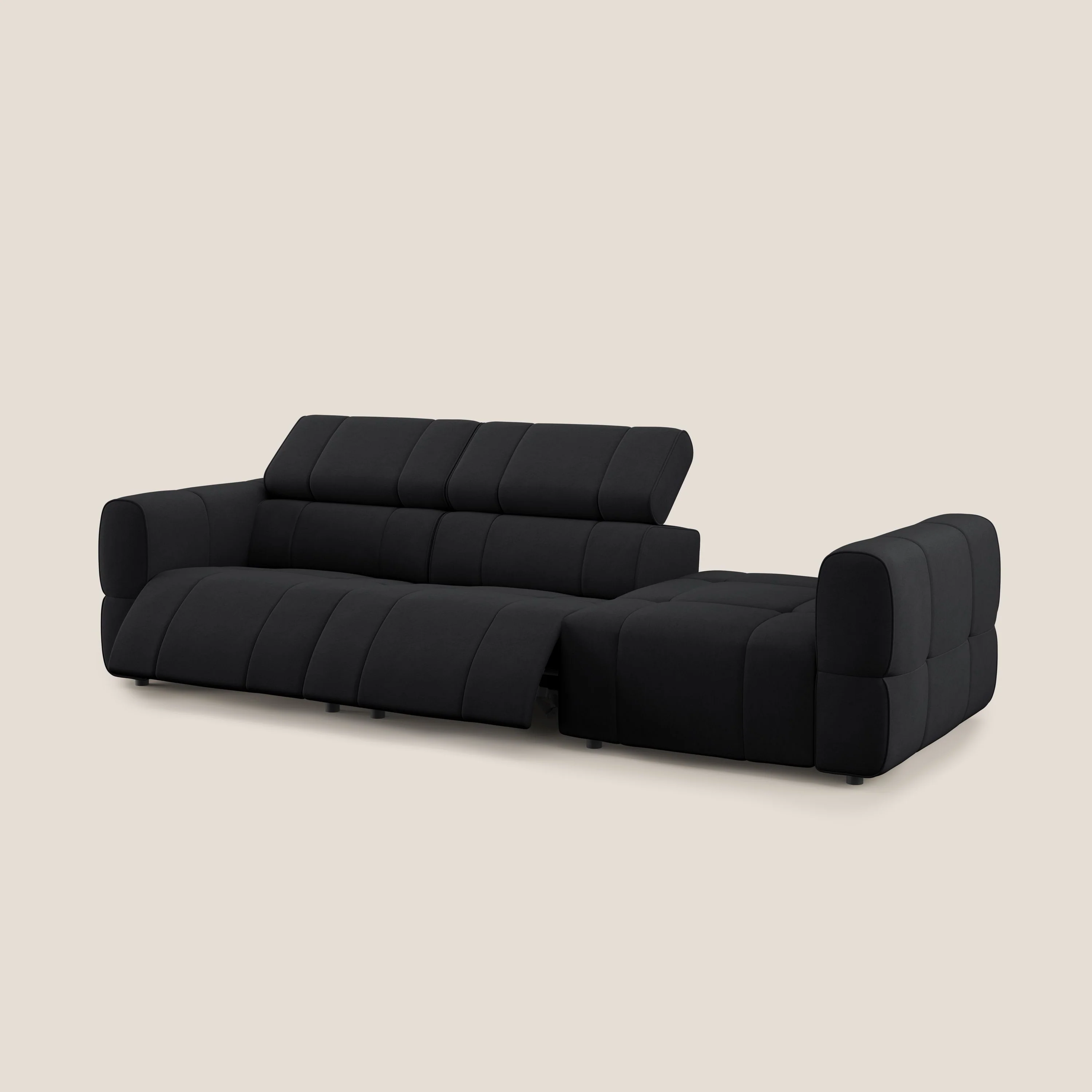 Giotto Canapé terminal avec option relax électrique en microfibre imperméable effet velours  T09 anthracite - Image 12