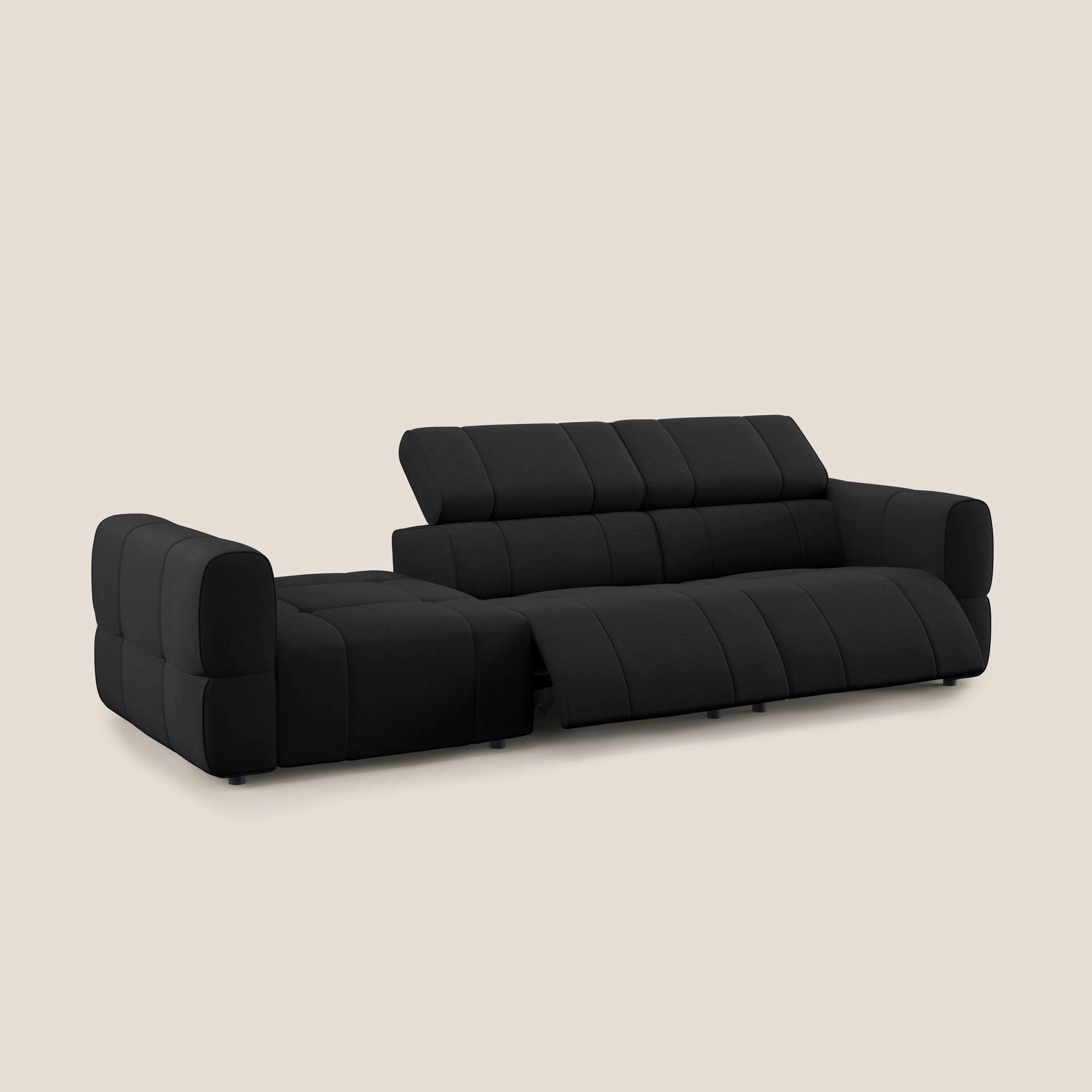Giotto Canapé terminal avec option relax électrique en microfibre imperméable effet velours  T09 anthracite - Image 3
