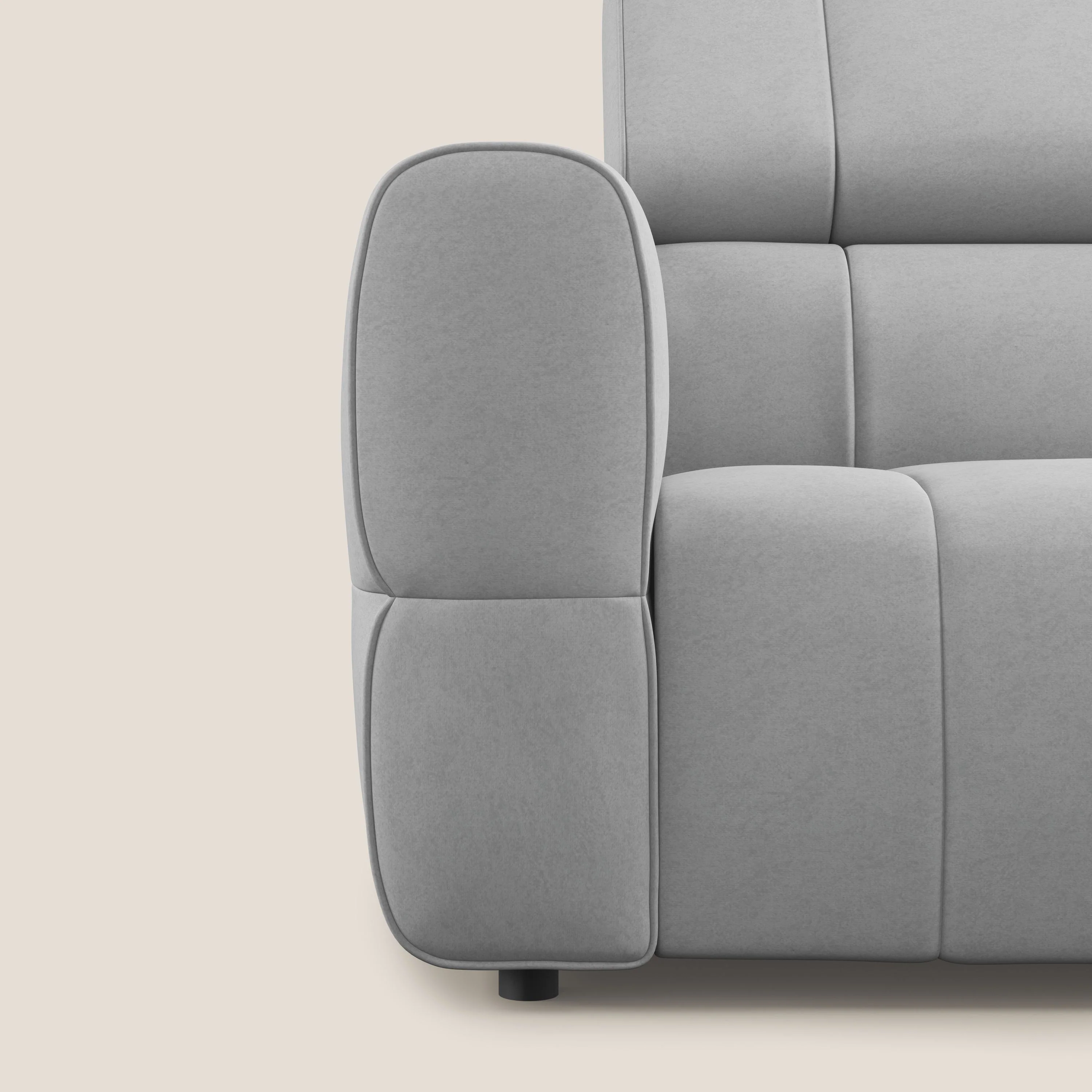 Giotto Canapé terminal avec option relax électrique en microfibre imperméable effet velours T09 gris clair - Image 10