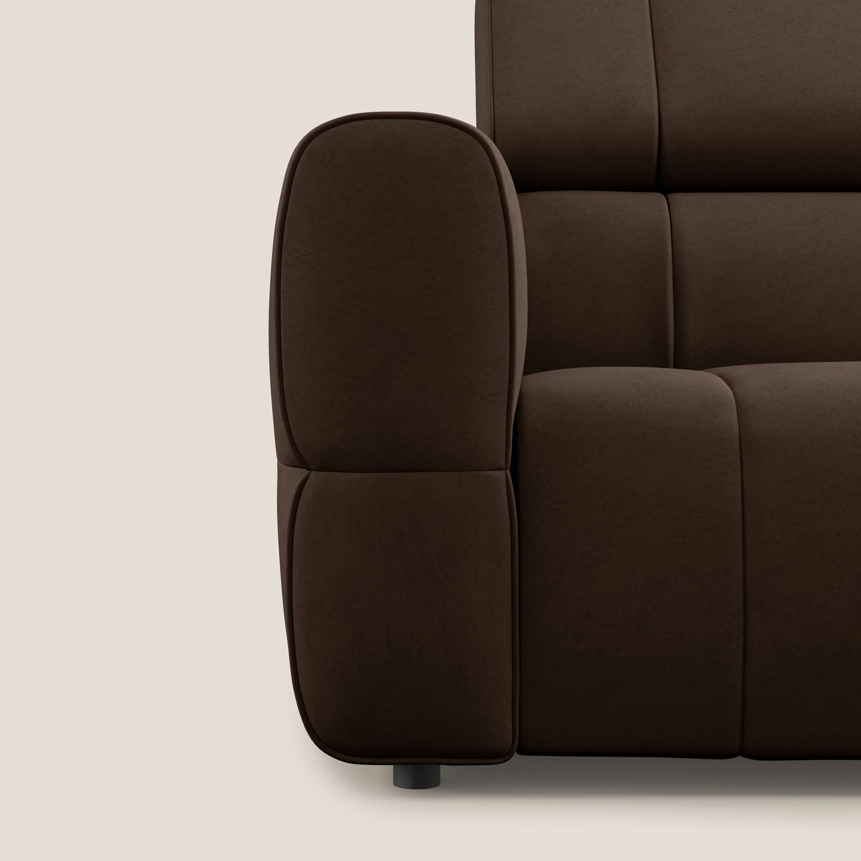Giotto Canapé terminal avec option relax électrique en microfibre imperméable effet velours  T09 marron - Image 10