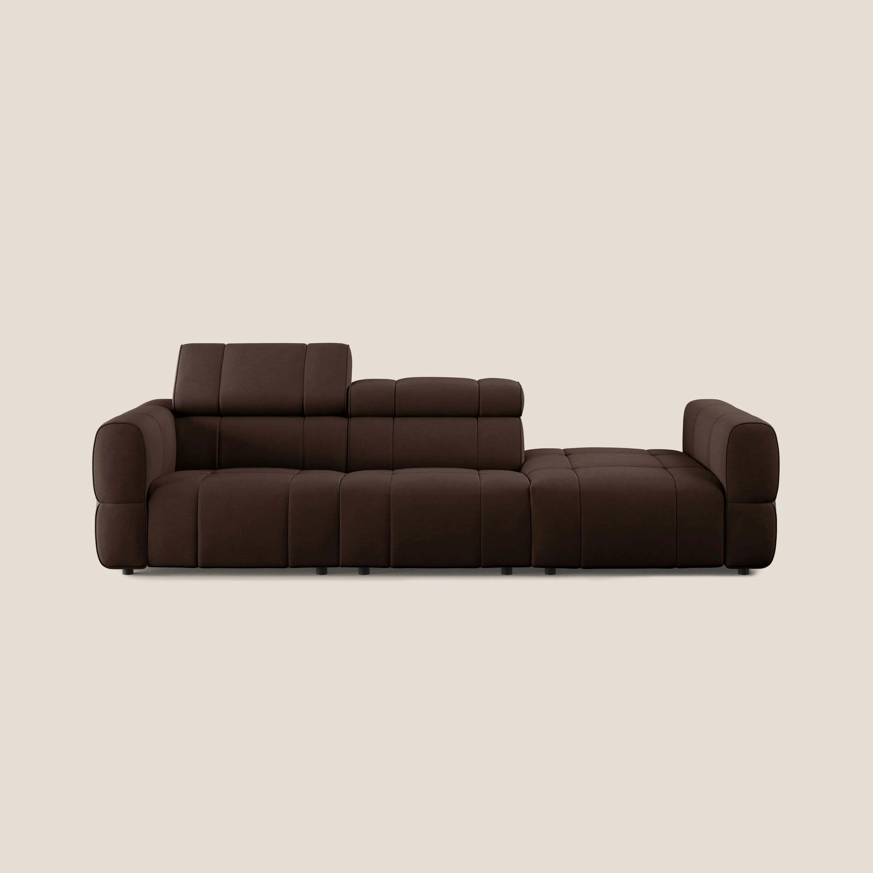 Giotto Canapé terminal avec option relax électrique en microfibre imperméable effet velours  T09 marron - Image 11