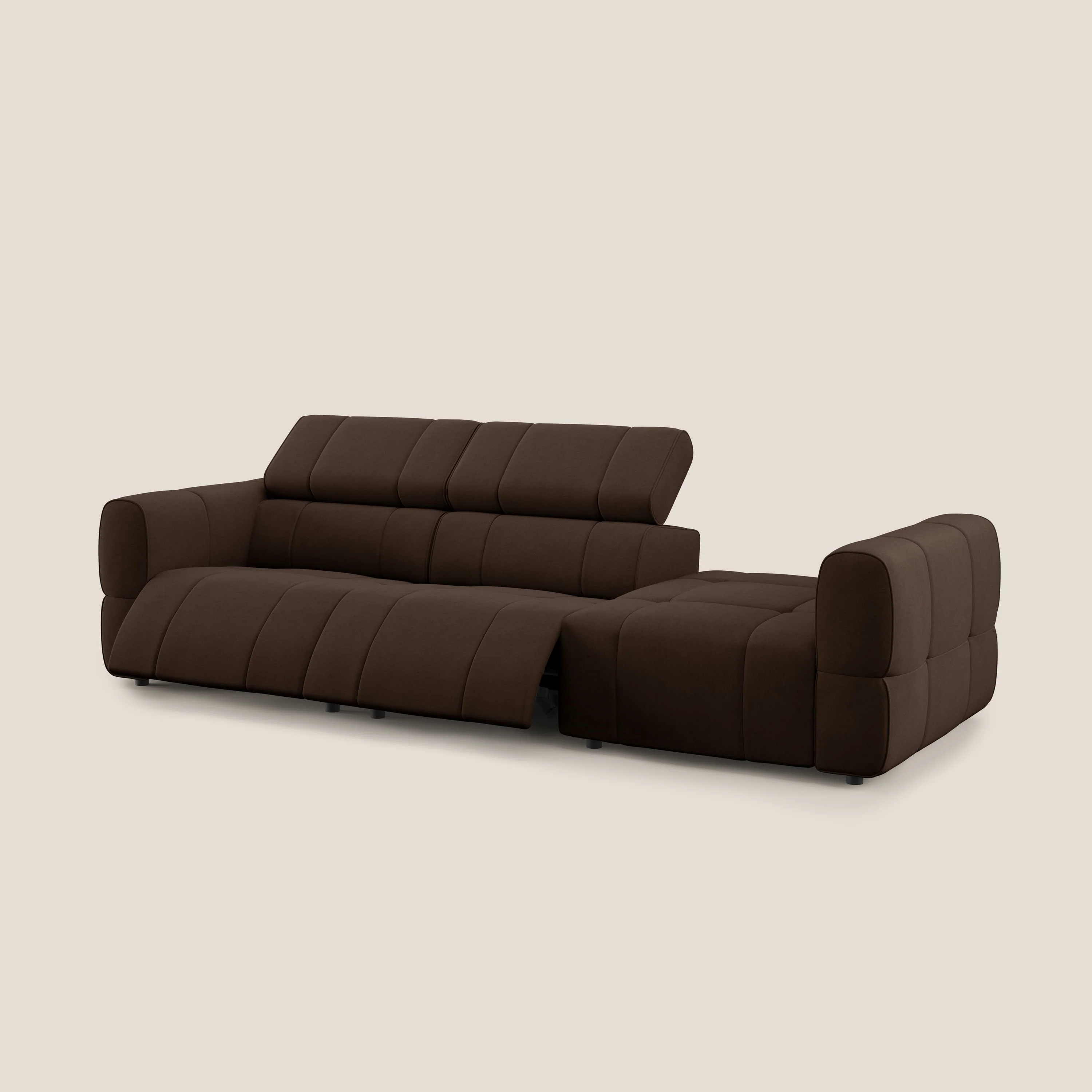 Giotto Canapé terminal avec option relax électrique en microfibre imperméable effet velours  T09 marron - Image 12