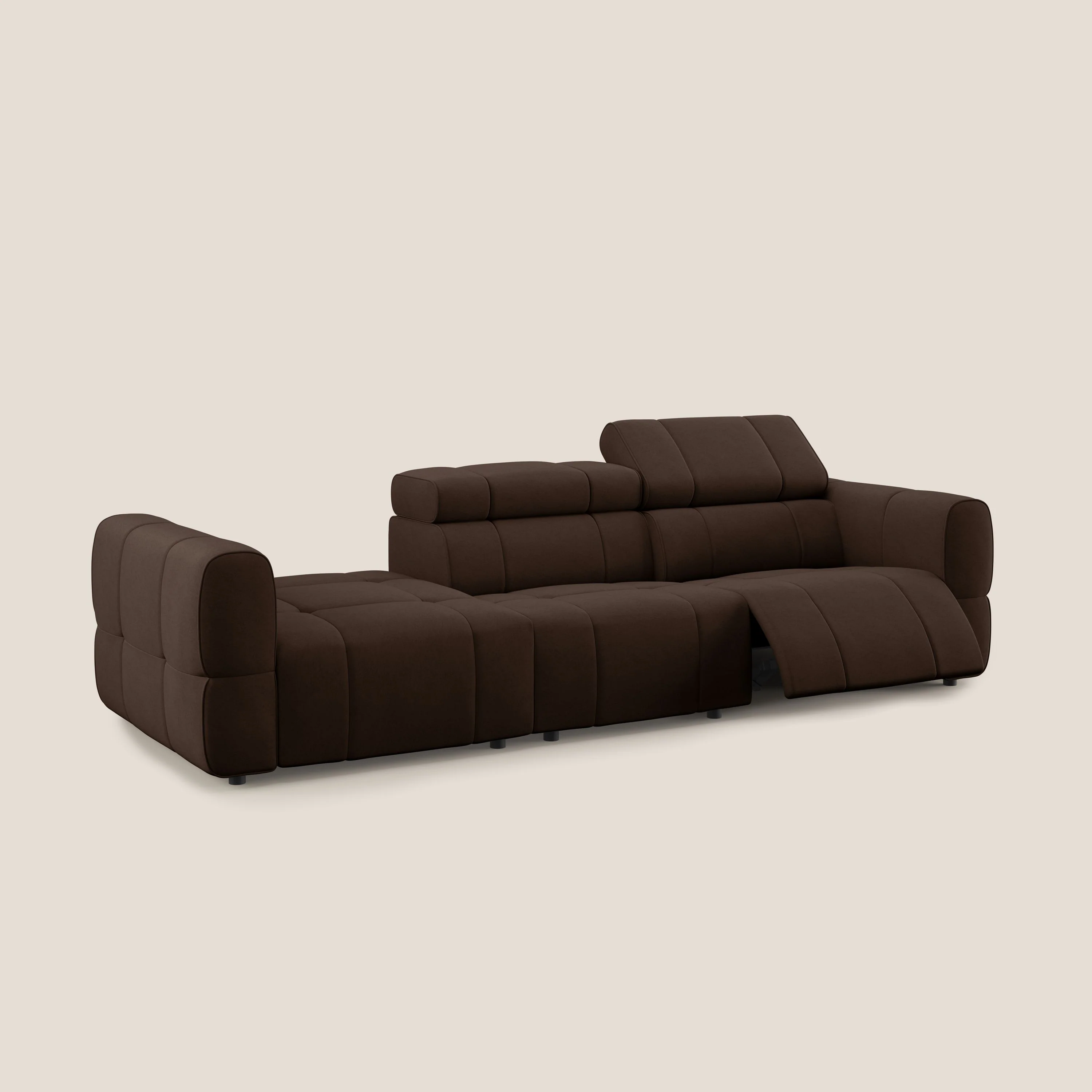 Giotto Canapé terminal avec option relax électrique en microfibre imperméable effet velours  T09 marron - Image 2