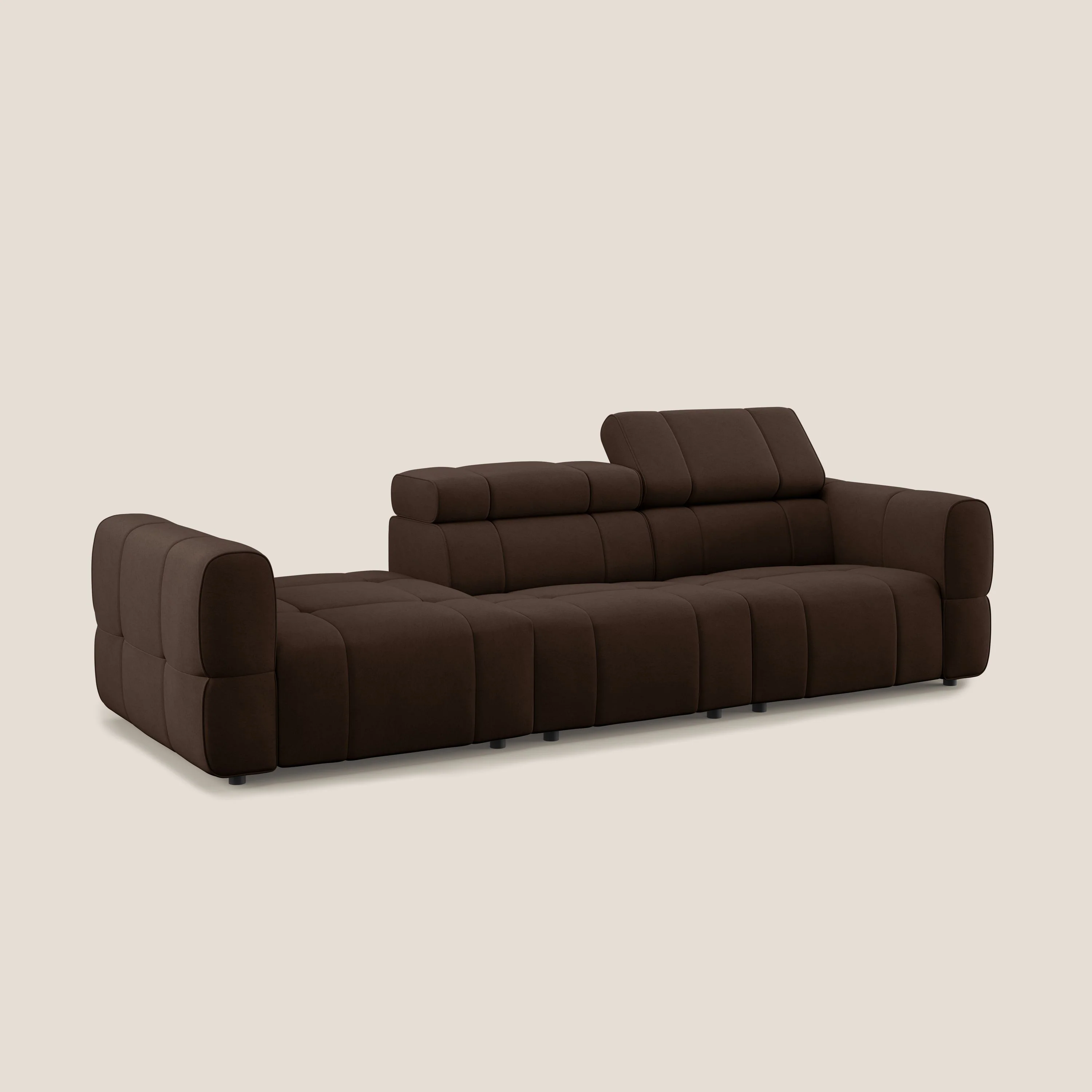 Giotto Canapé terminal avec option relax électrique en microfibre imperméable effet velours  T09 marron - Image 4