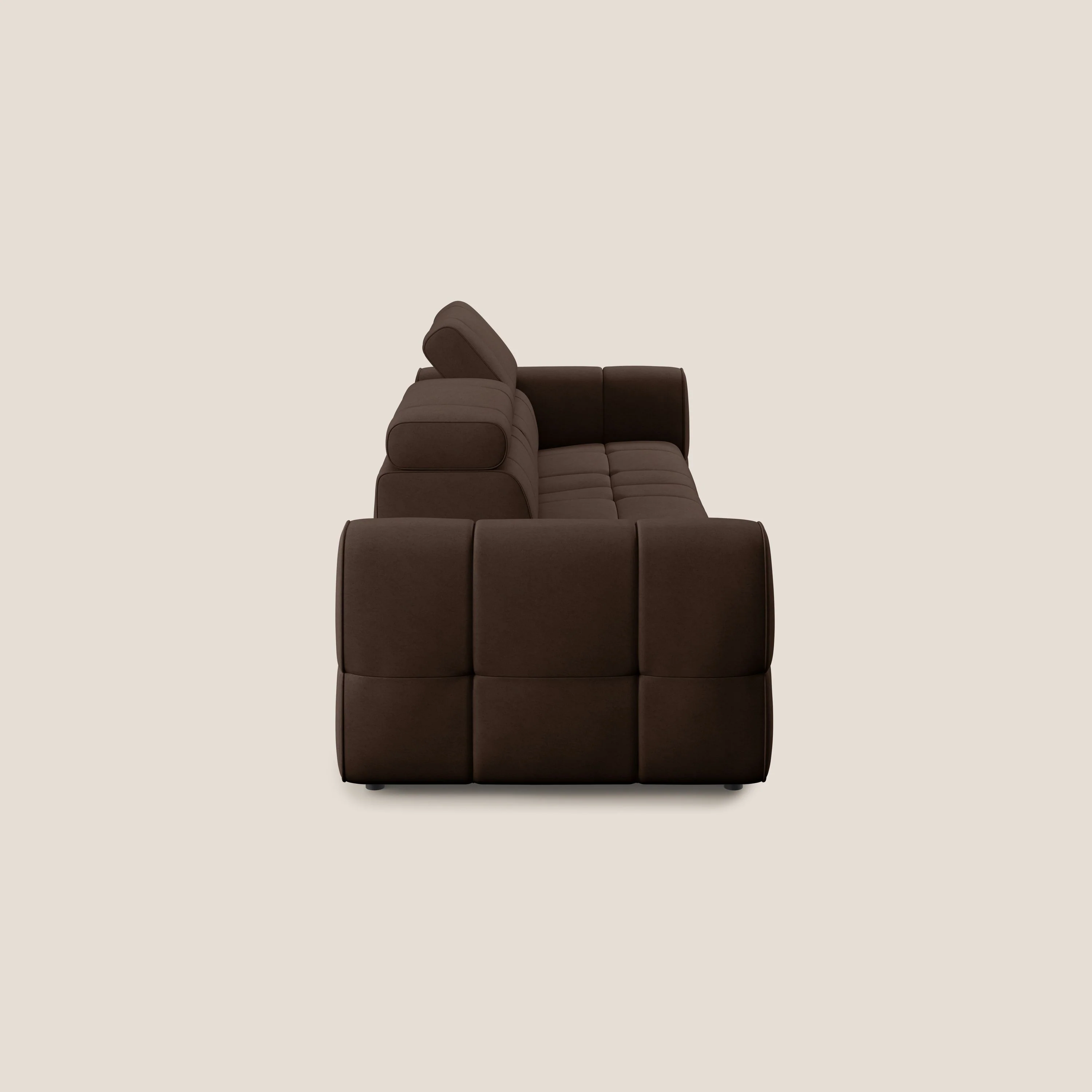 Giotto Canapé terminal avec option relax électrique en microfibre imperméable effet velours  T09 marron - Image 5