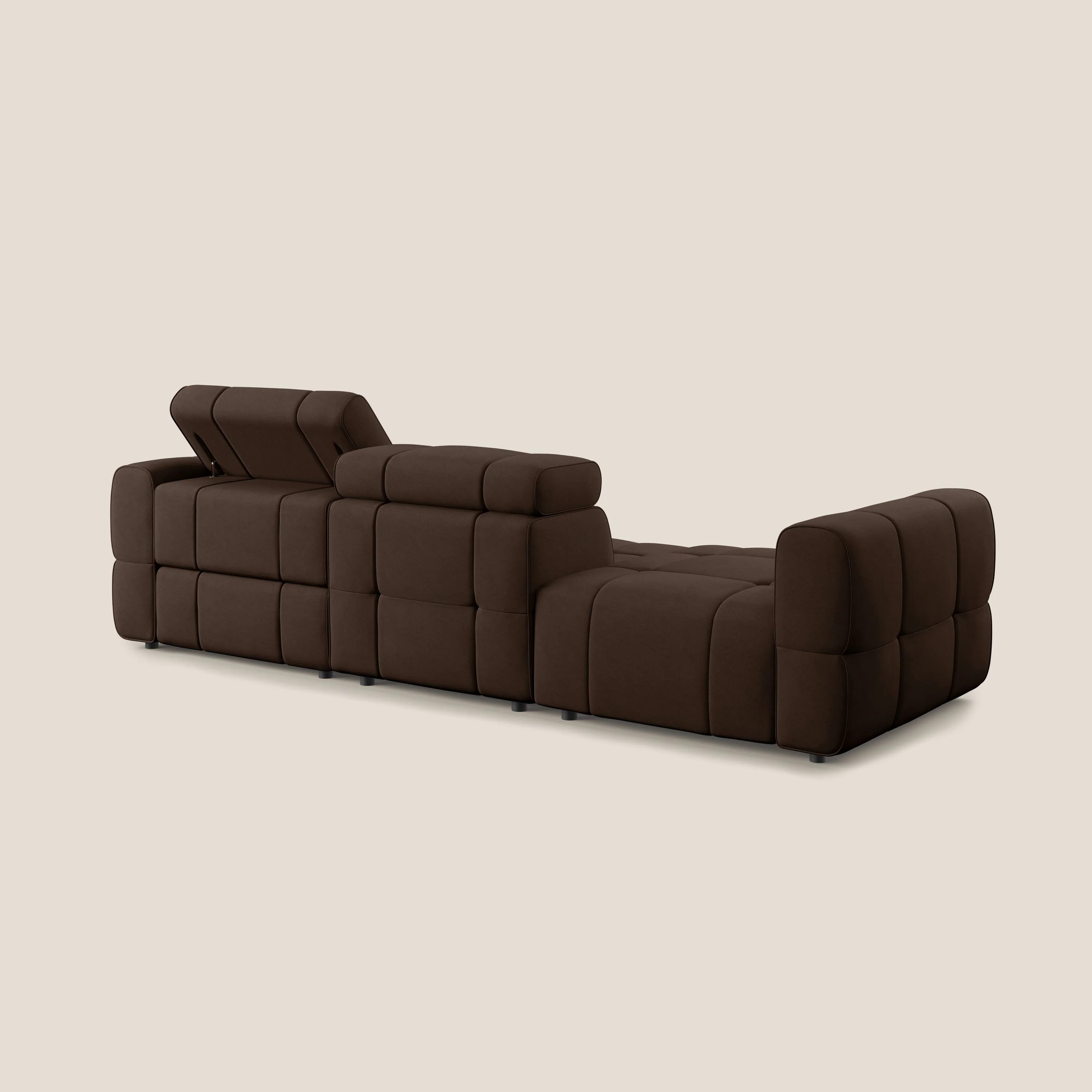 Giotto Canapé terminal avec option relax électrique en microfibre imperméable effet velours  T09 marron - Image 6