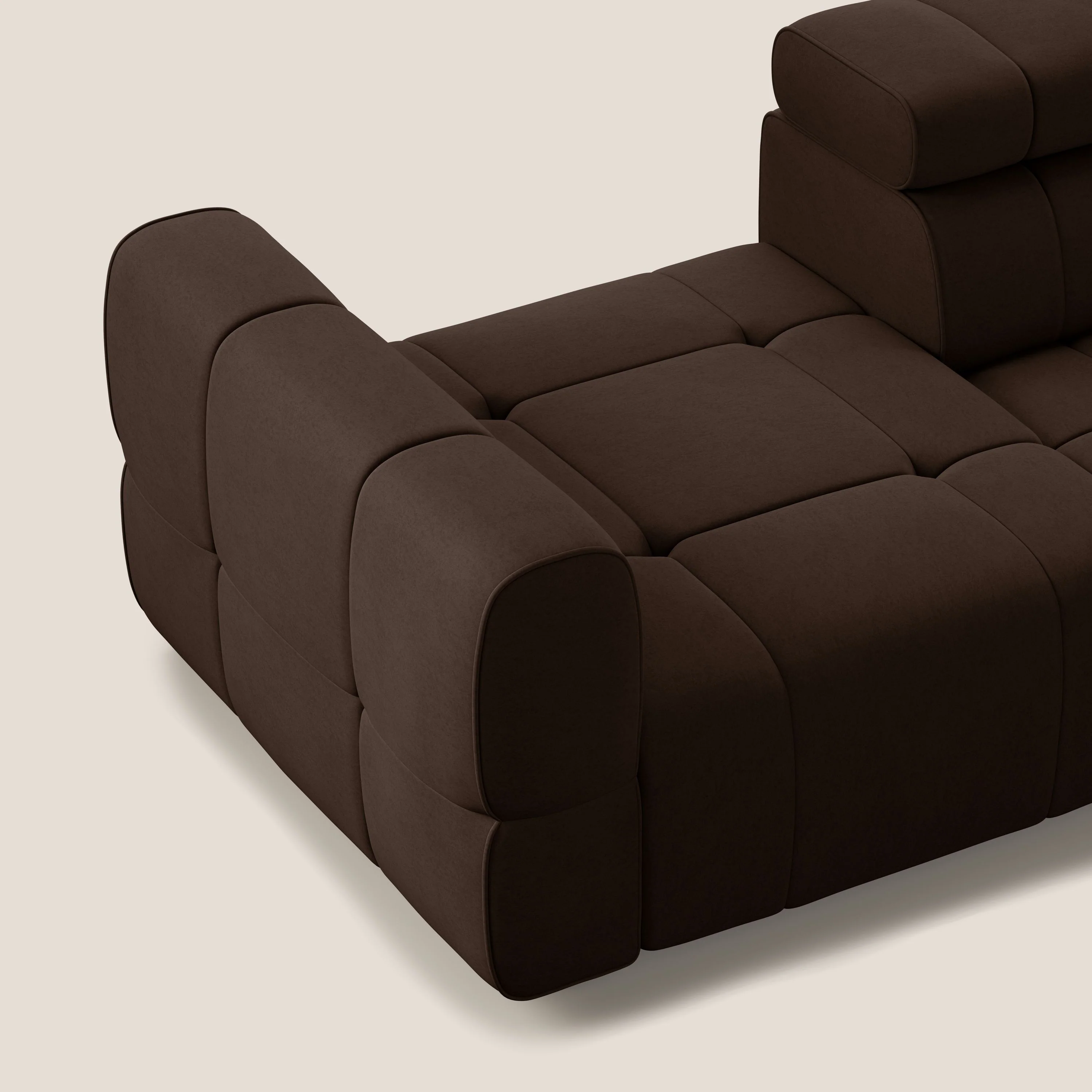 Giotto Canapé terminal avec option relax électrique en microfibre imperméable effet velours  T09 marron - Image 7