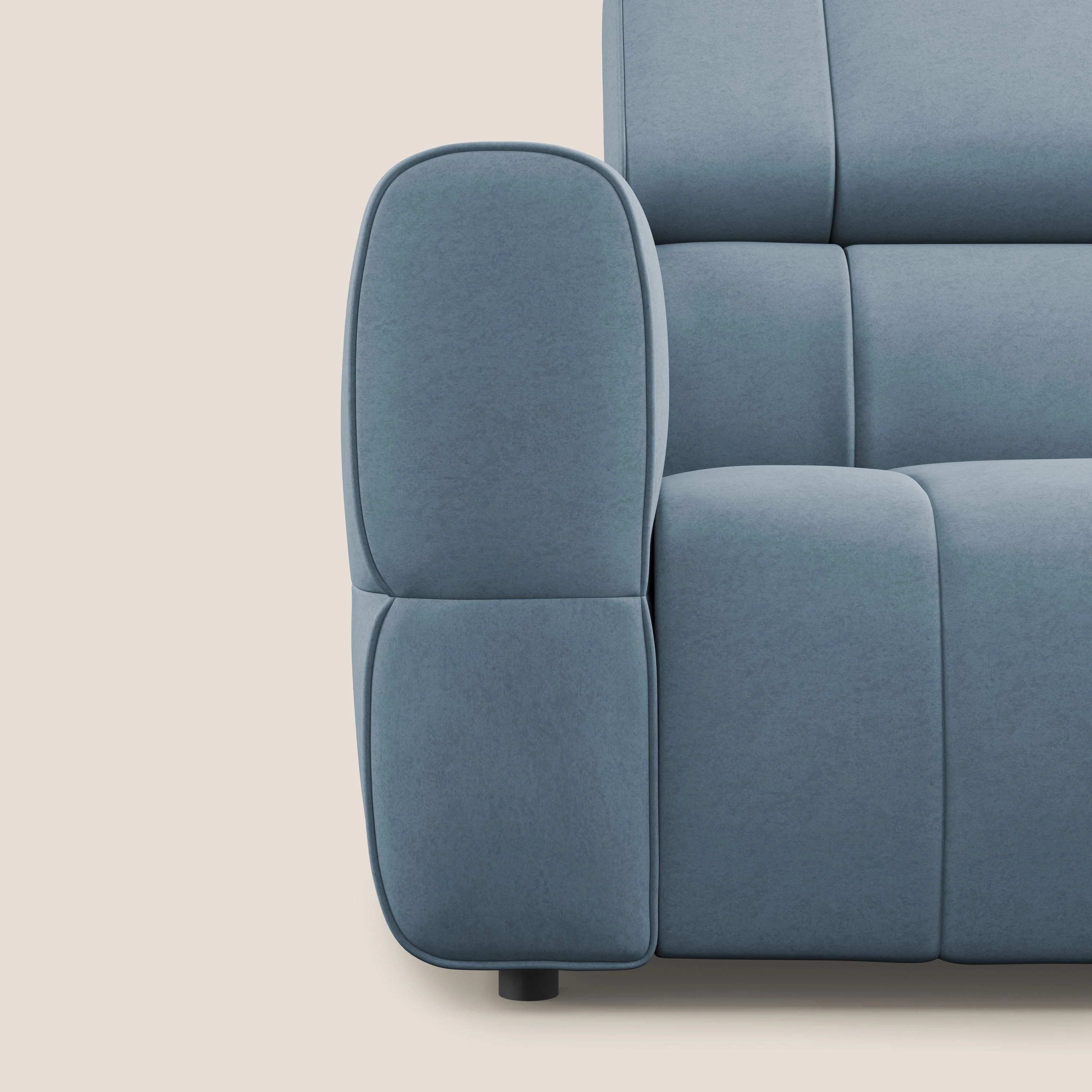 Giotto Canapé terminal avec option relax électrique en microfibre imperméable effet velours  T09 bleu gris - Image 10