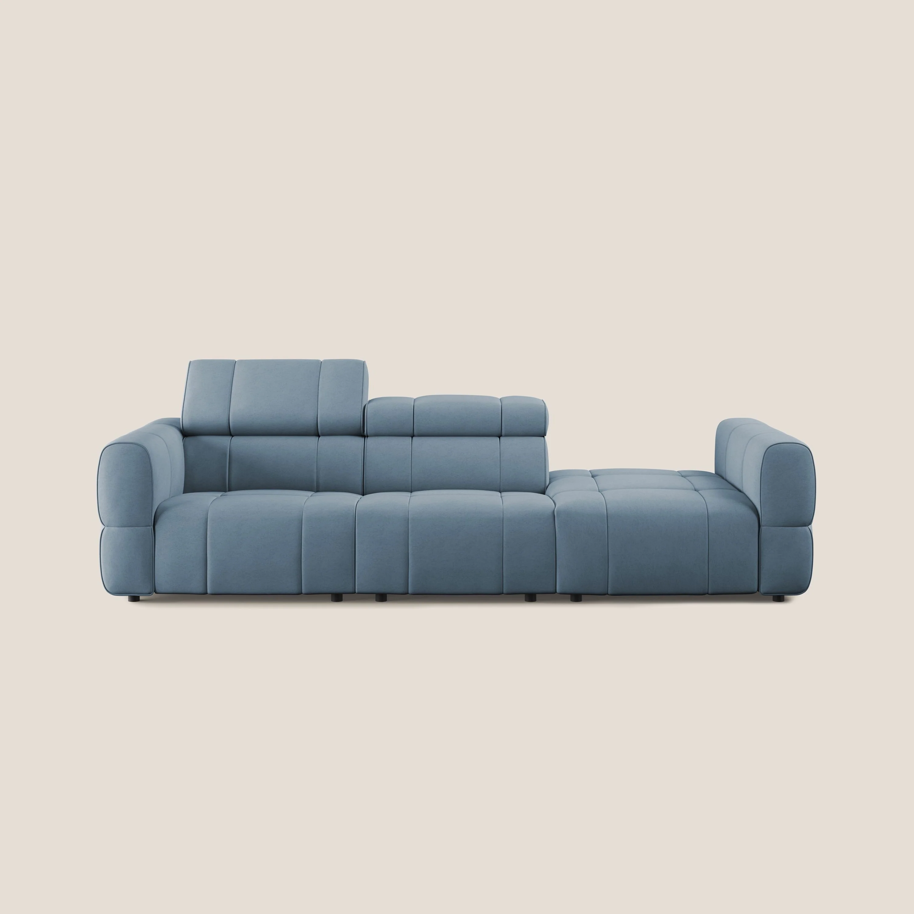 Giotto Canapé terminal avec option relax électrique en microfibre imperméable effet velours  T09 bleu gris - Image 11