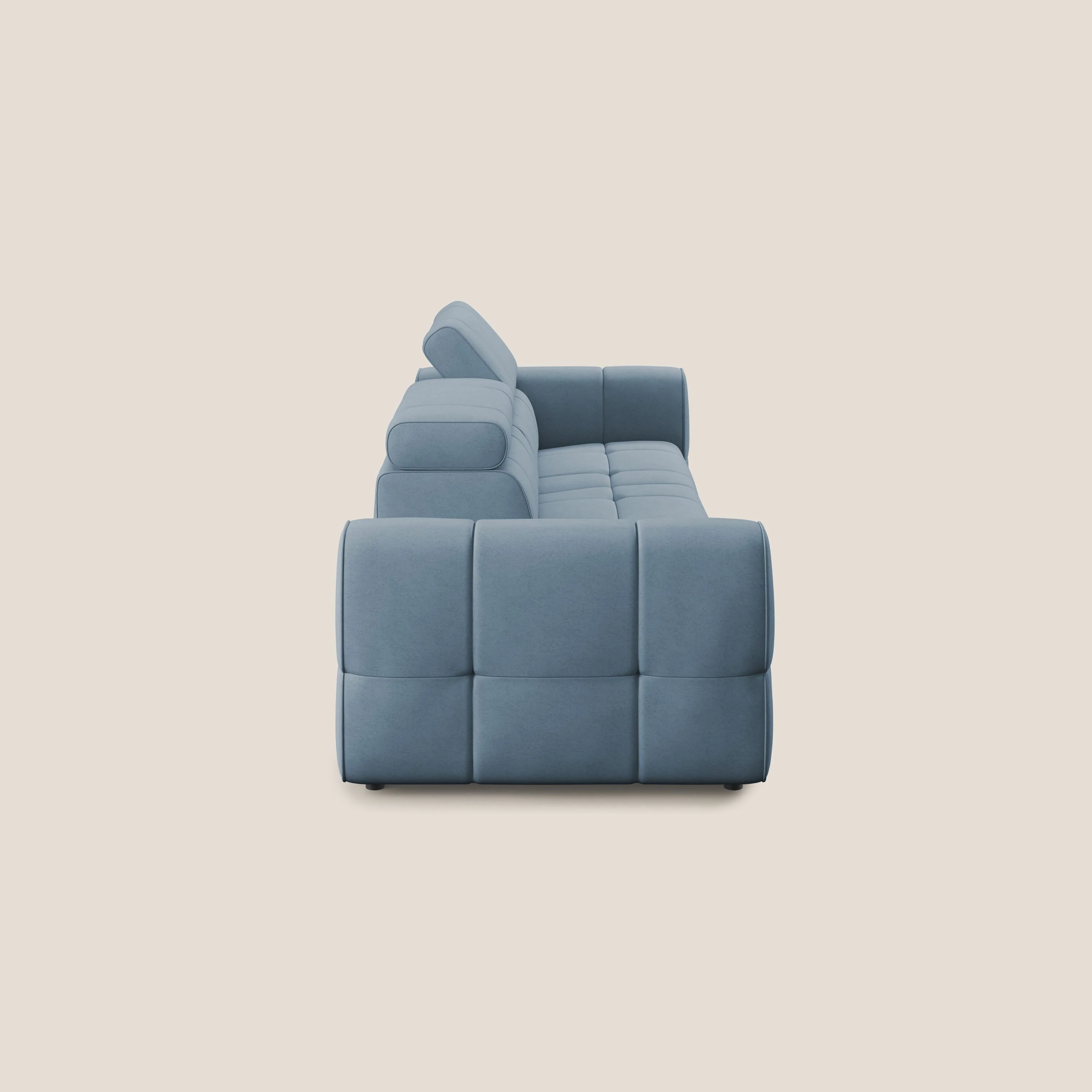 Giotto Canapé terminal avec option relax électrique en microfibre imperméable effet velours  T09 bleu gris - Image 5