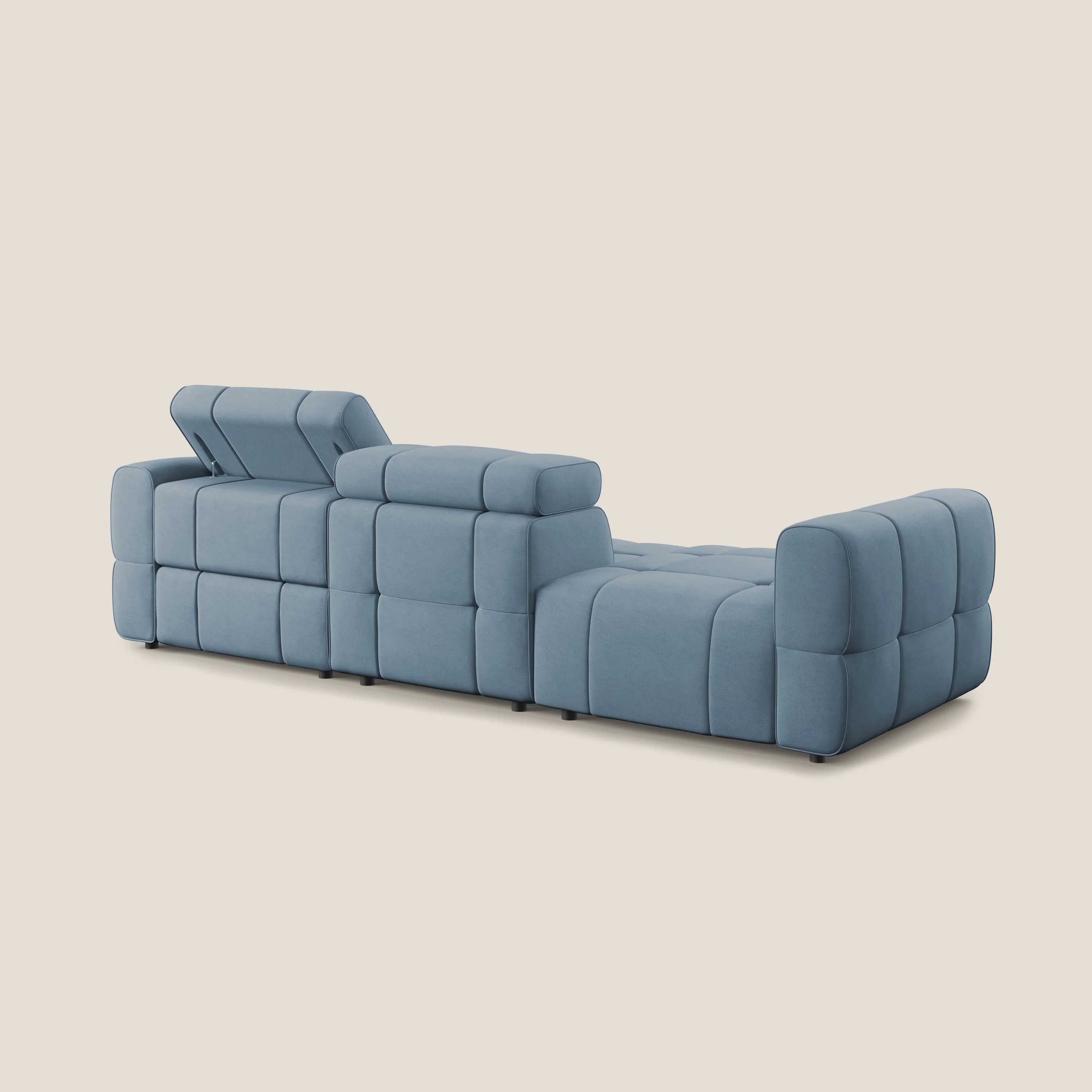 Giotto Canapé terminal avec option relax électrique en microfibre imperméable effet velours  T09 bleu gris - Image 6