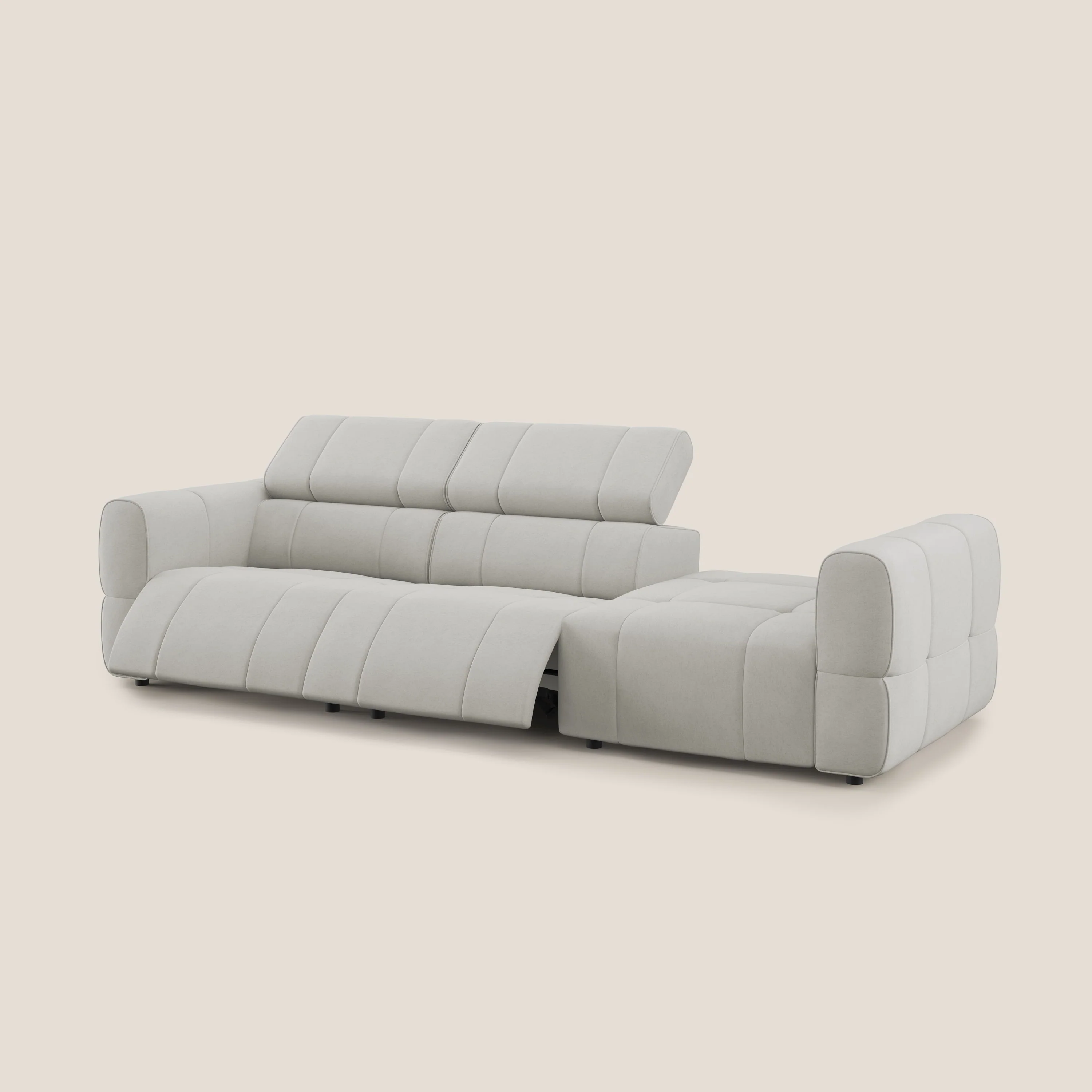 Giotto Canapé terminal avec option relax électrique en microfibre imperméable effet velours T09 crème - Image 12