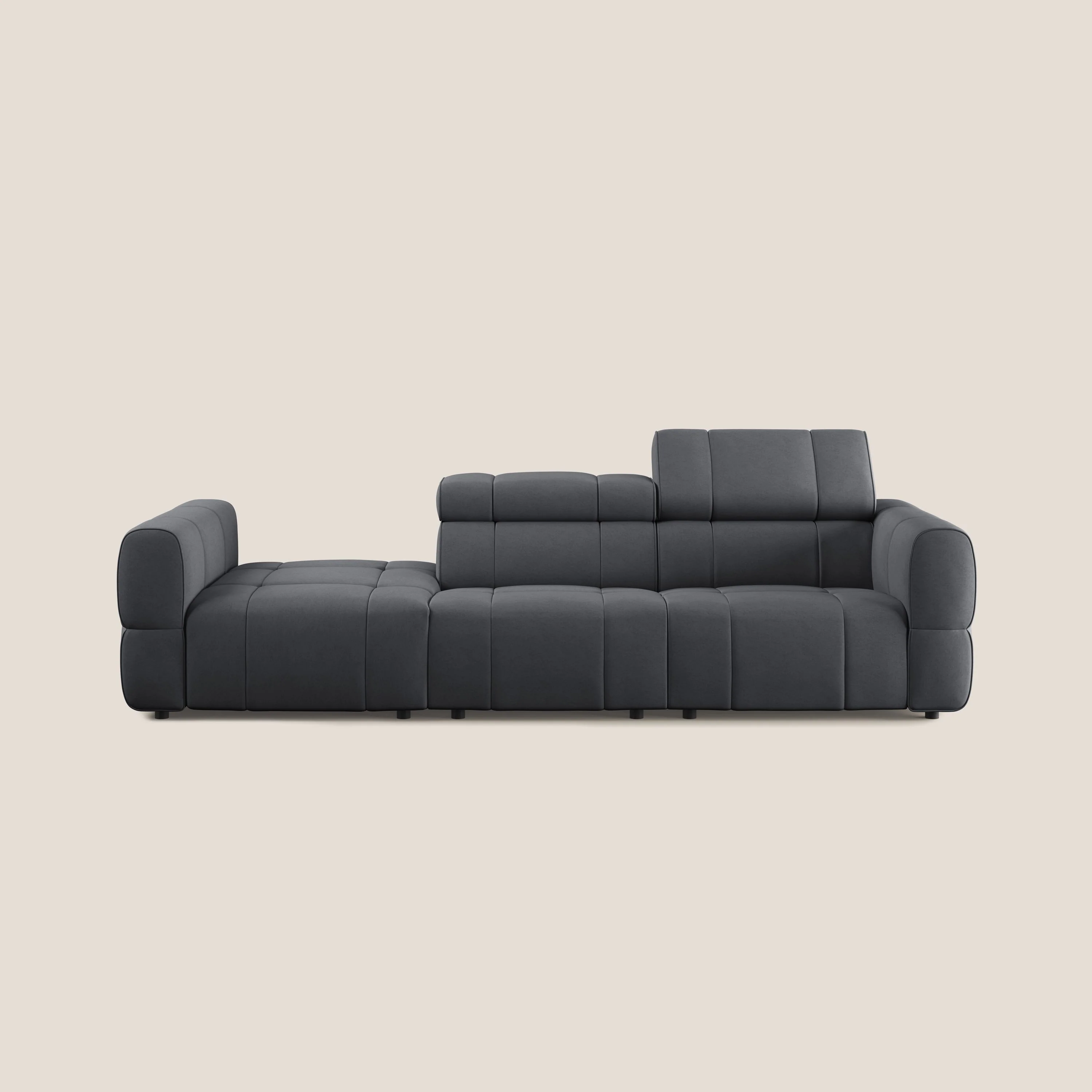Giotto Canapé terminal avec option relax électrique en microfibre imperméable effet velours  T09 gris