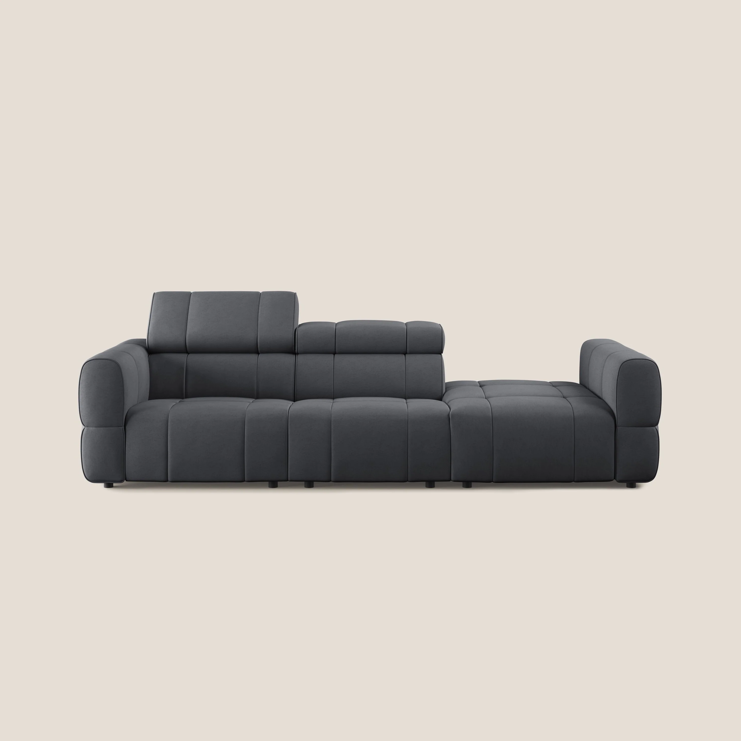Giotto Canapé terminal avec option relax électrique en microfibre imperméable effet velours  T09 gris - Image 11