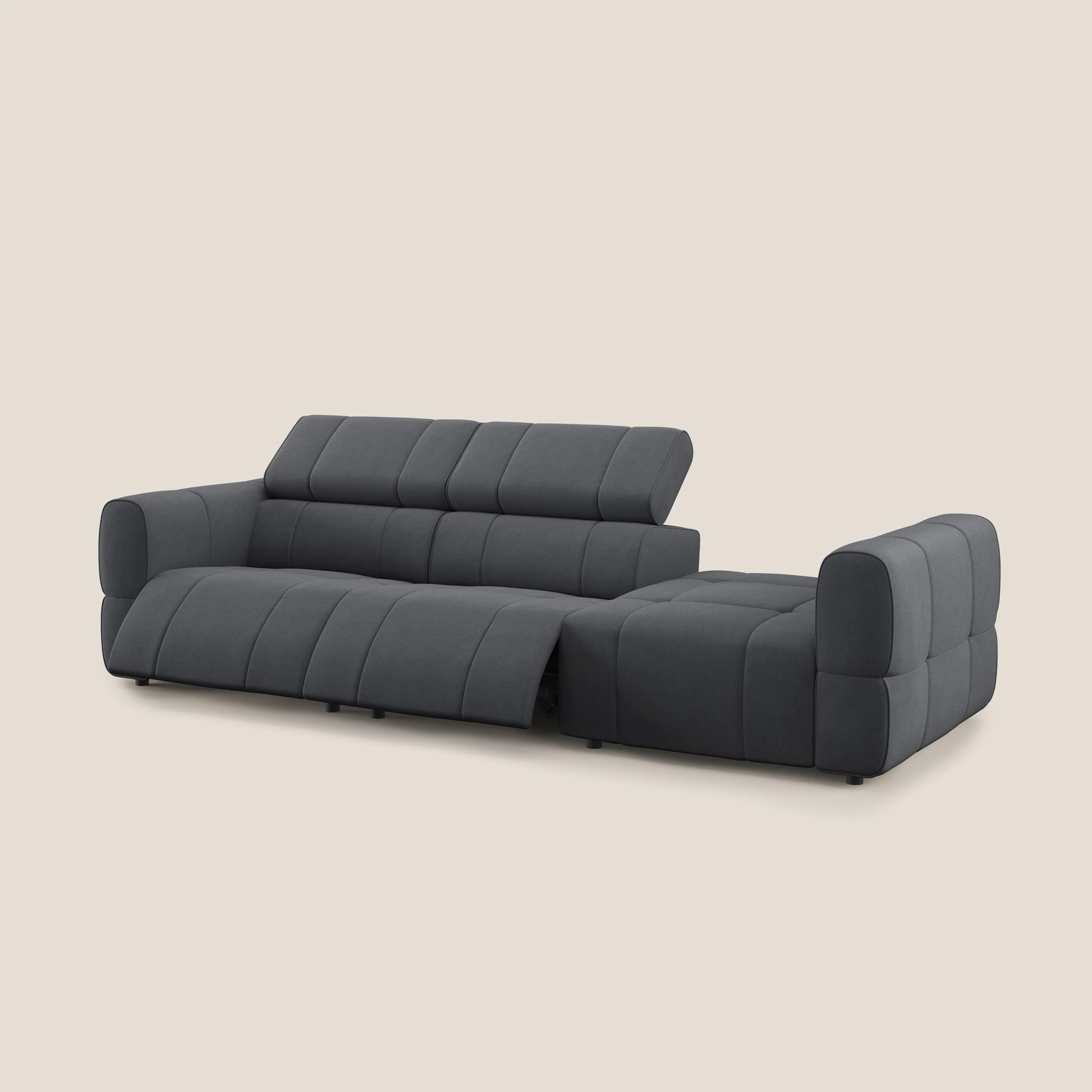 Giotto Canapé terminal avec option relax électrique en microfibre imperméable effet velours  T09 gris - Image 12