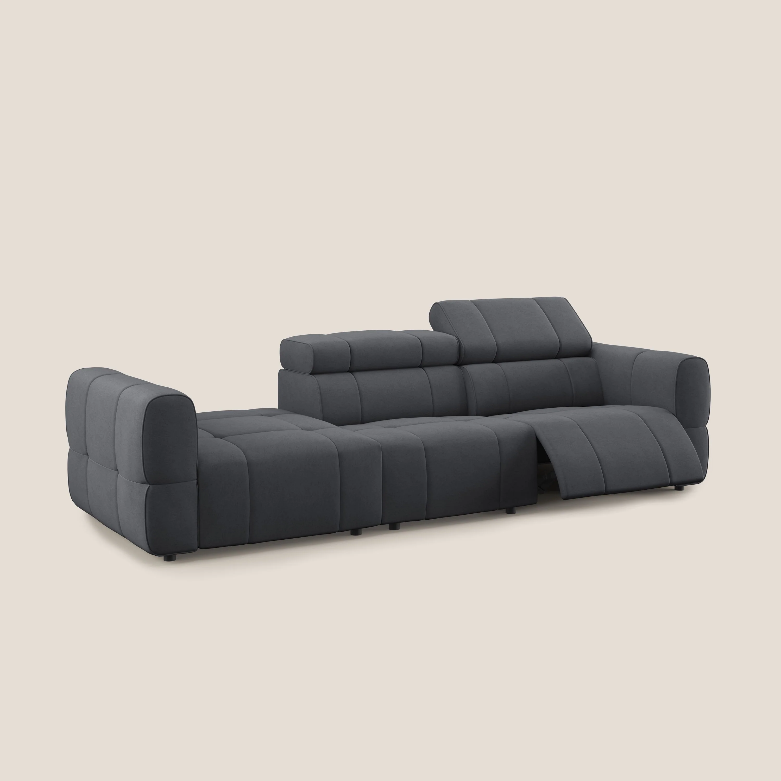 Giotto Canapé terminal avec option relax électrique en microfibre imperméable effet velours  T09 gris - Image 2