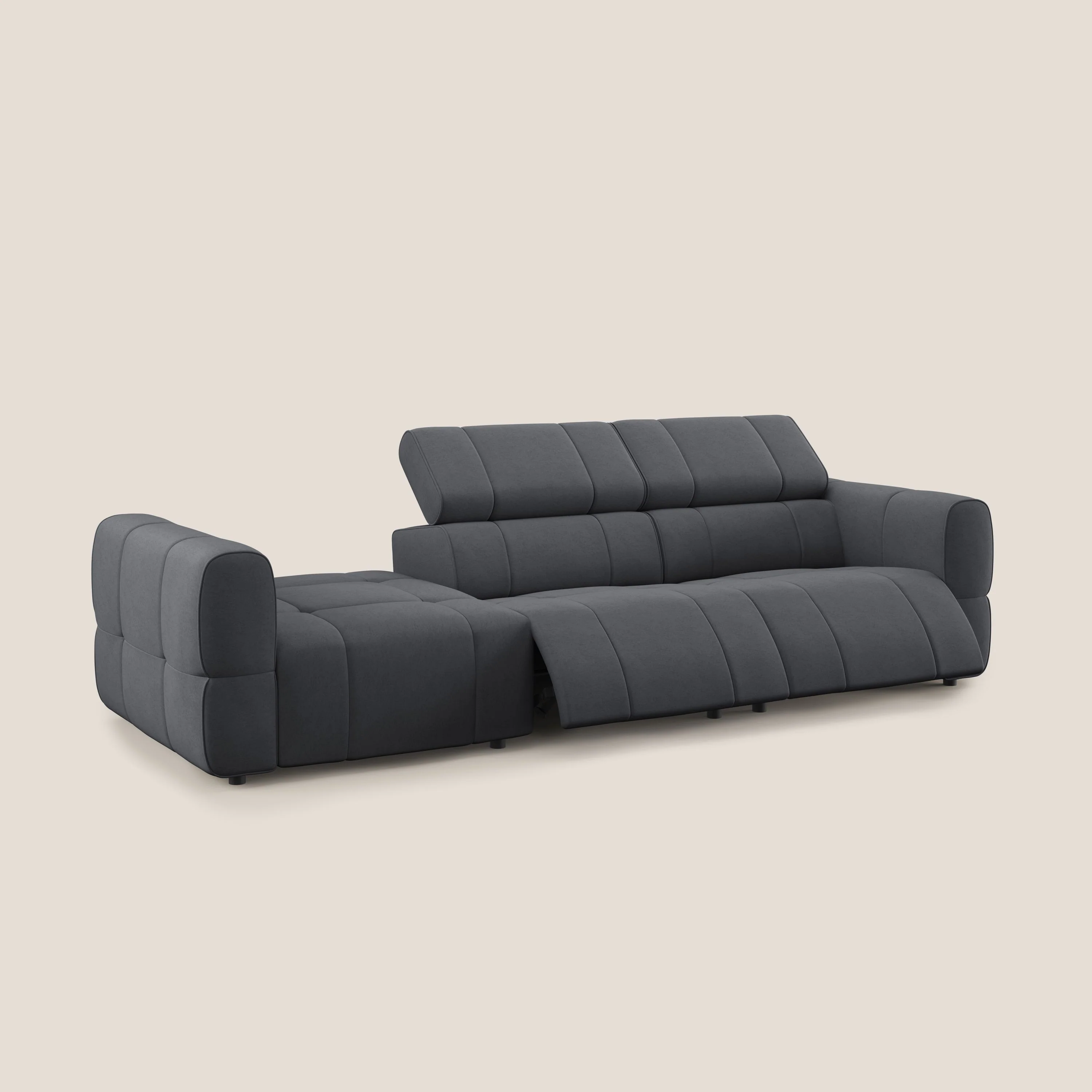 Giotto Canapé terminal avec option relax électrique en microfibre imperméable effet velours  T09 gris - Image 3