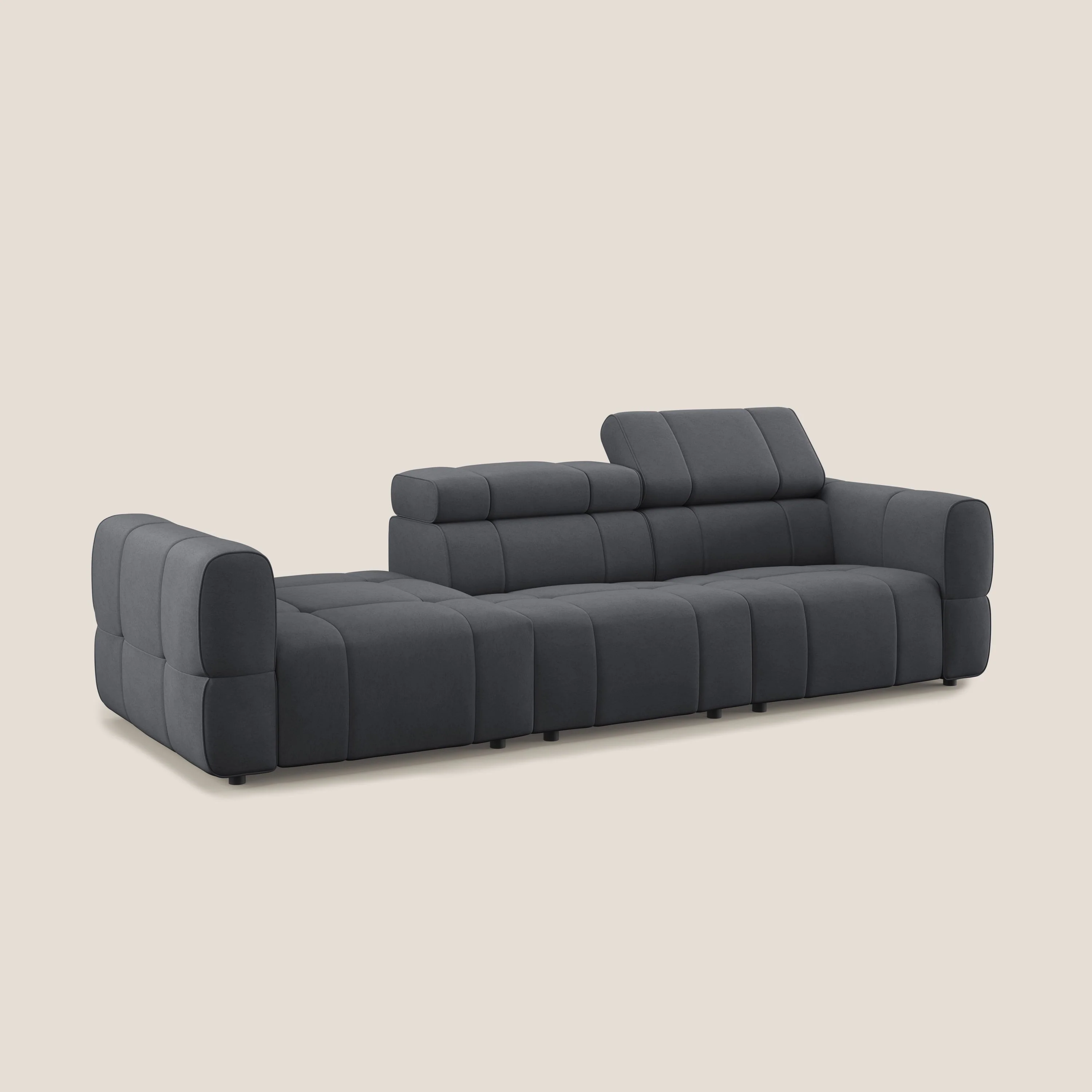 Giotto Canapé terminal avec option relax électrique en microfibre imperméable effet velours  T09 gris - Image 4