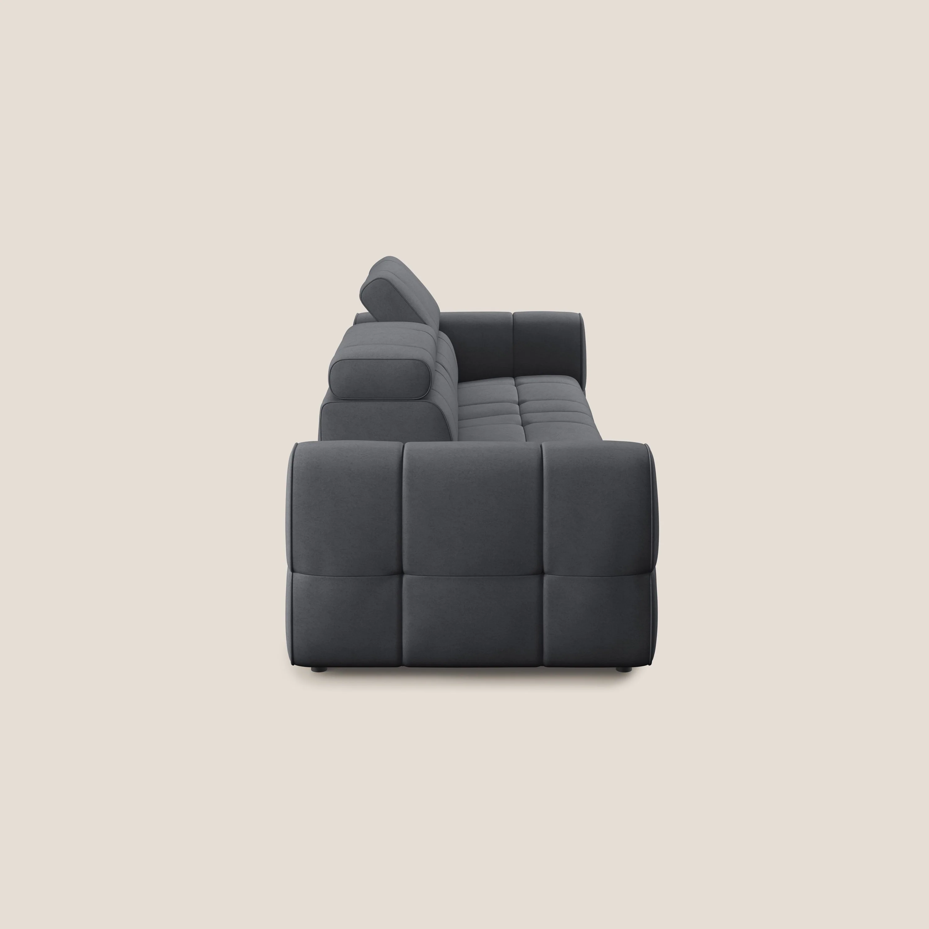Giotto Canapé terminal avec option relax électrique en microfibre imperméable effet velours  T09 gris - Image 5