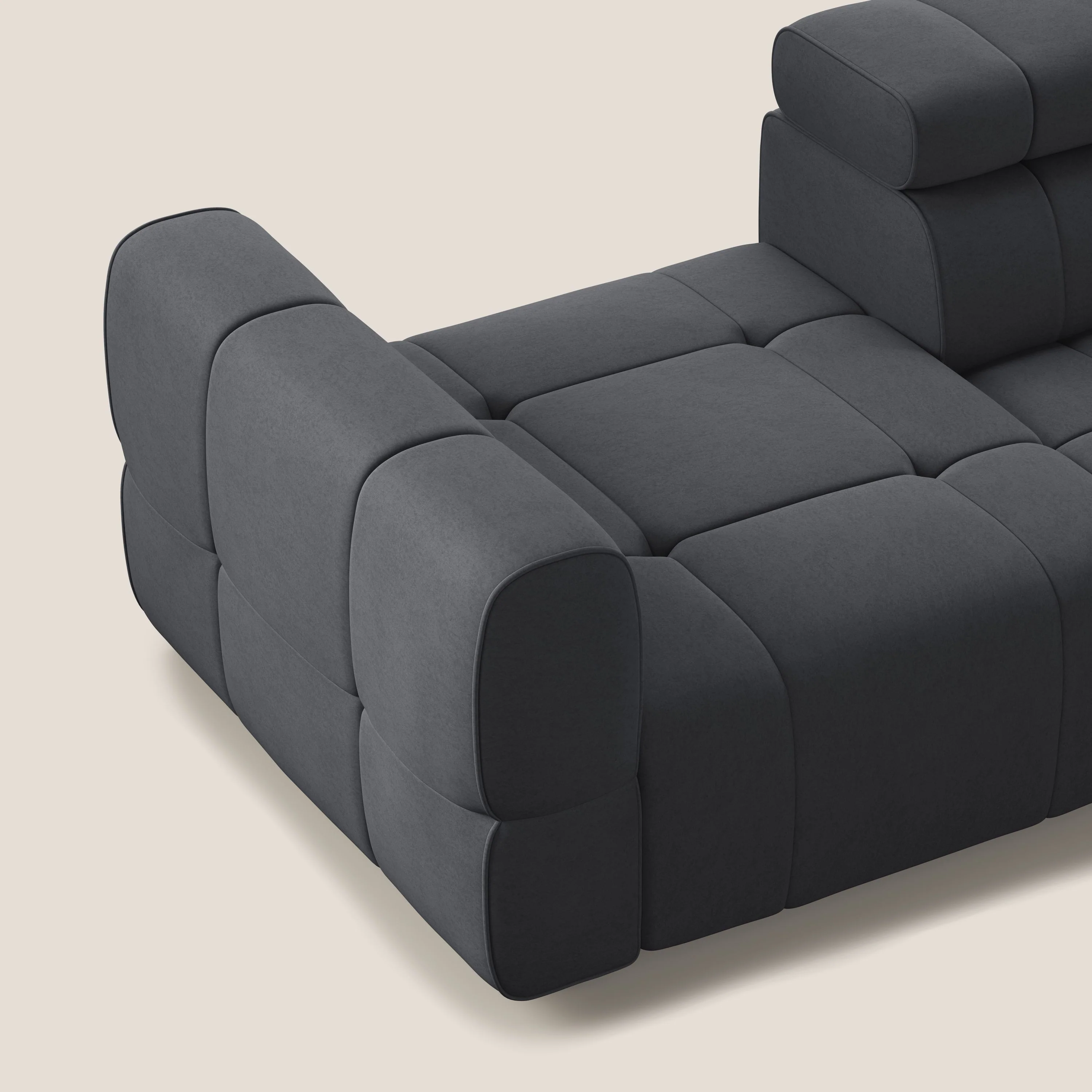 Giotto Canapé terminal avec option relax électrique en microfibre imperméable effet velours  T09 gris - Image 7
