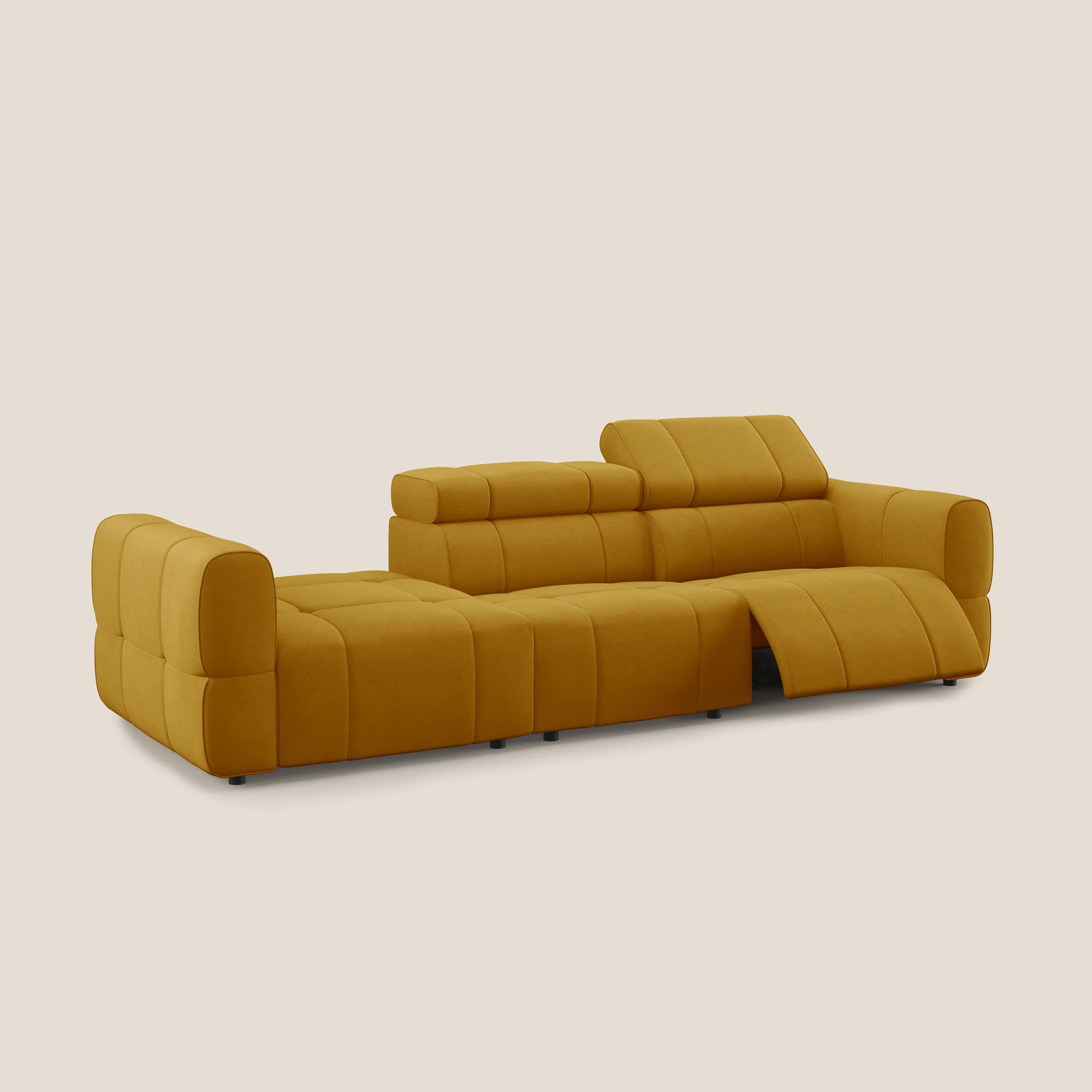 Giotto Canapé terminal avec option relax électrique en microfibre imperméable effet velours  T09 jaune - Image 2
