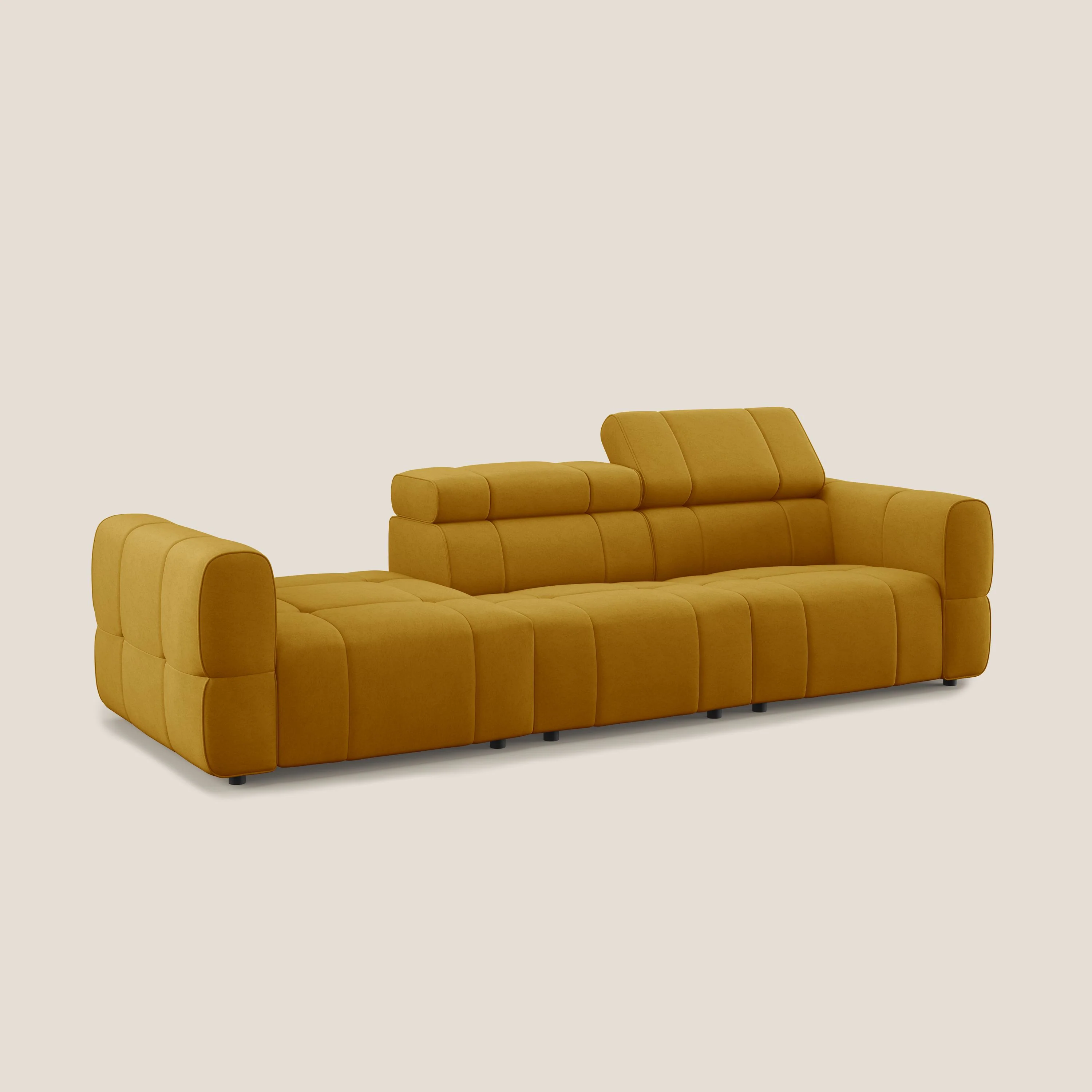 Giotto Canapé terminal avec option relax électrique en microfibre imperméable effet velours  T09 jaune - Image 4