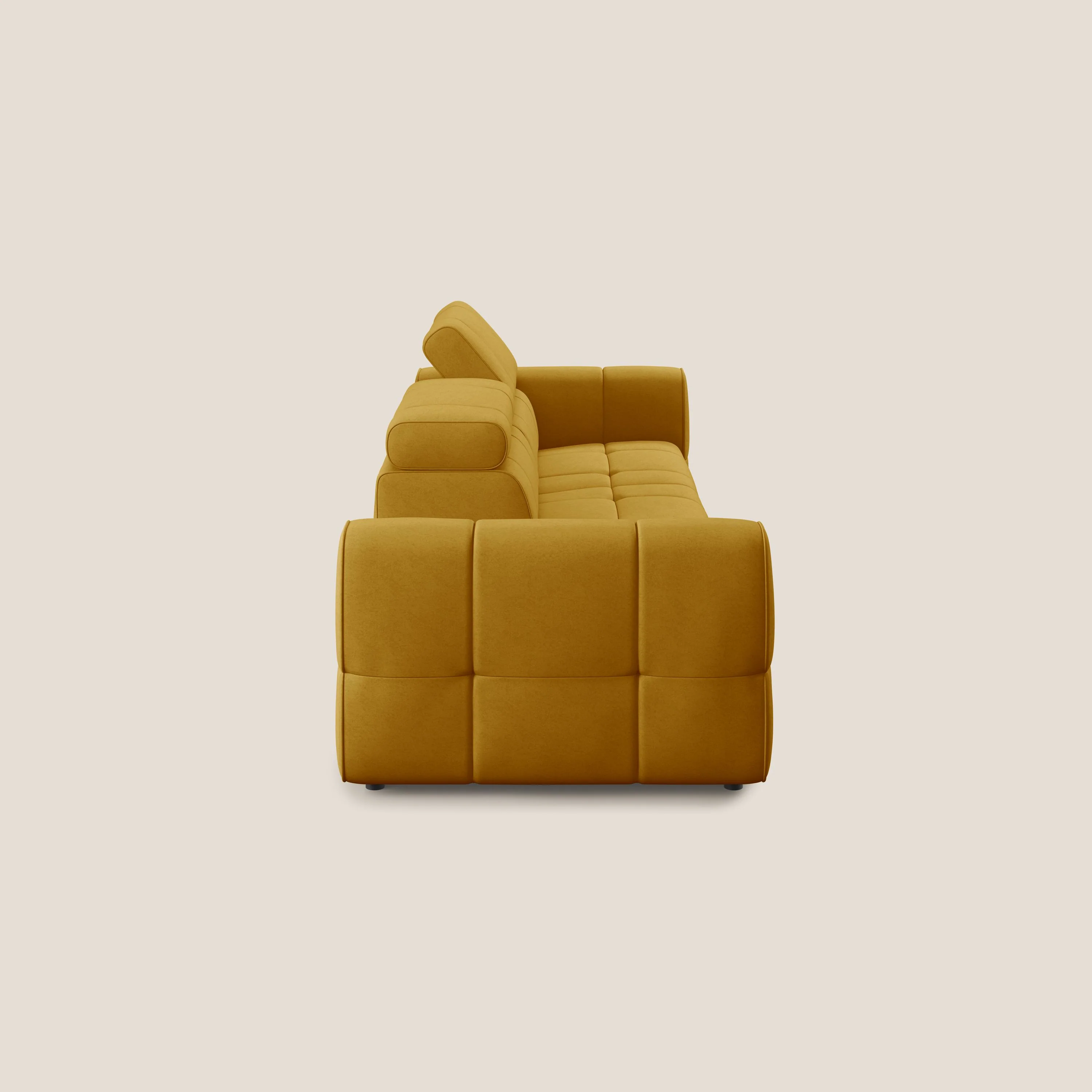 Giotto Canapé terminal avec option relax électrique en microfibre imperméable effet velours  T09 jaune - Image 5