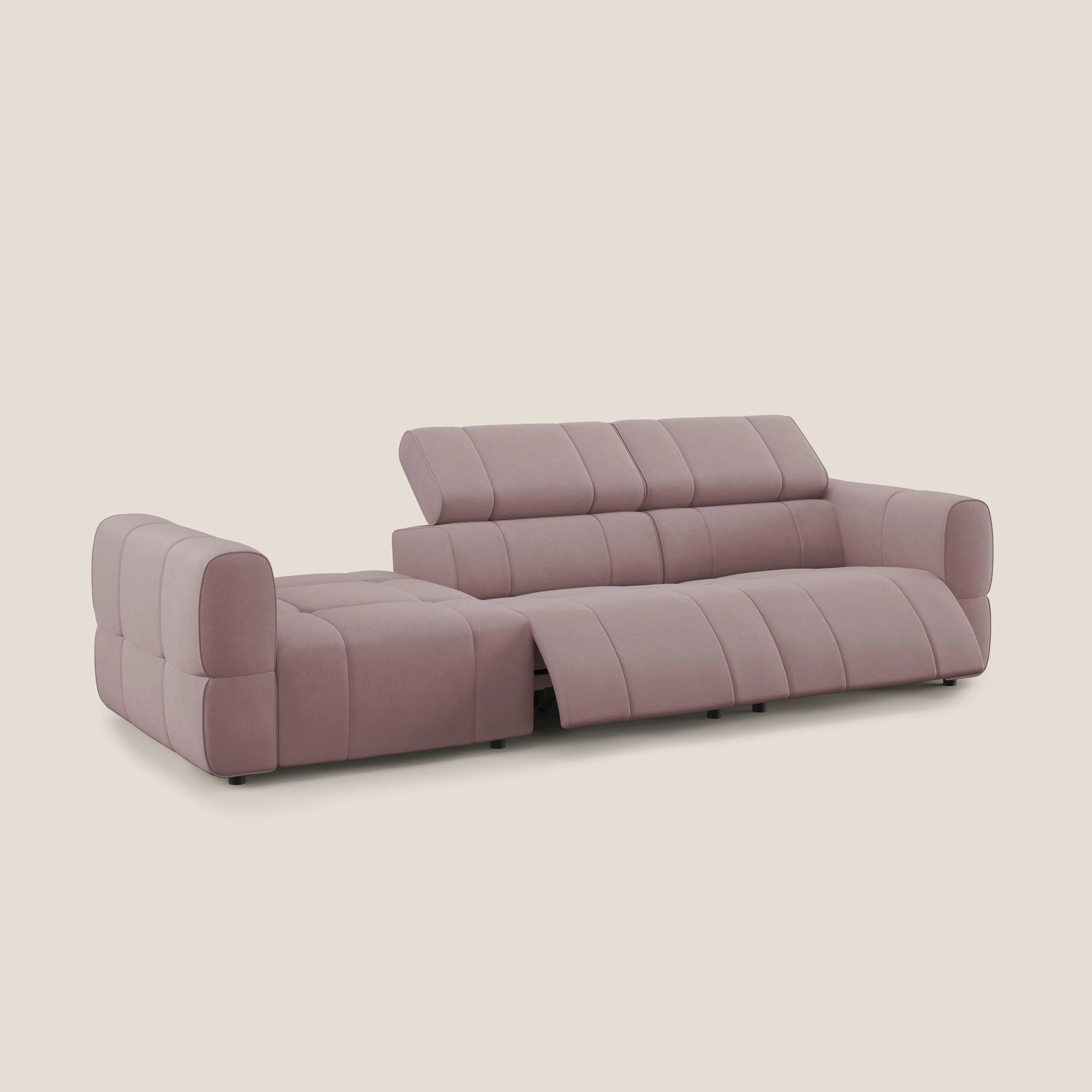 Giotto Canapé terminal avec option relax électrique en microfibre imperméable effet velours T09 rose - Image 3