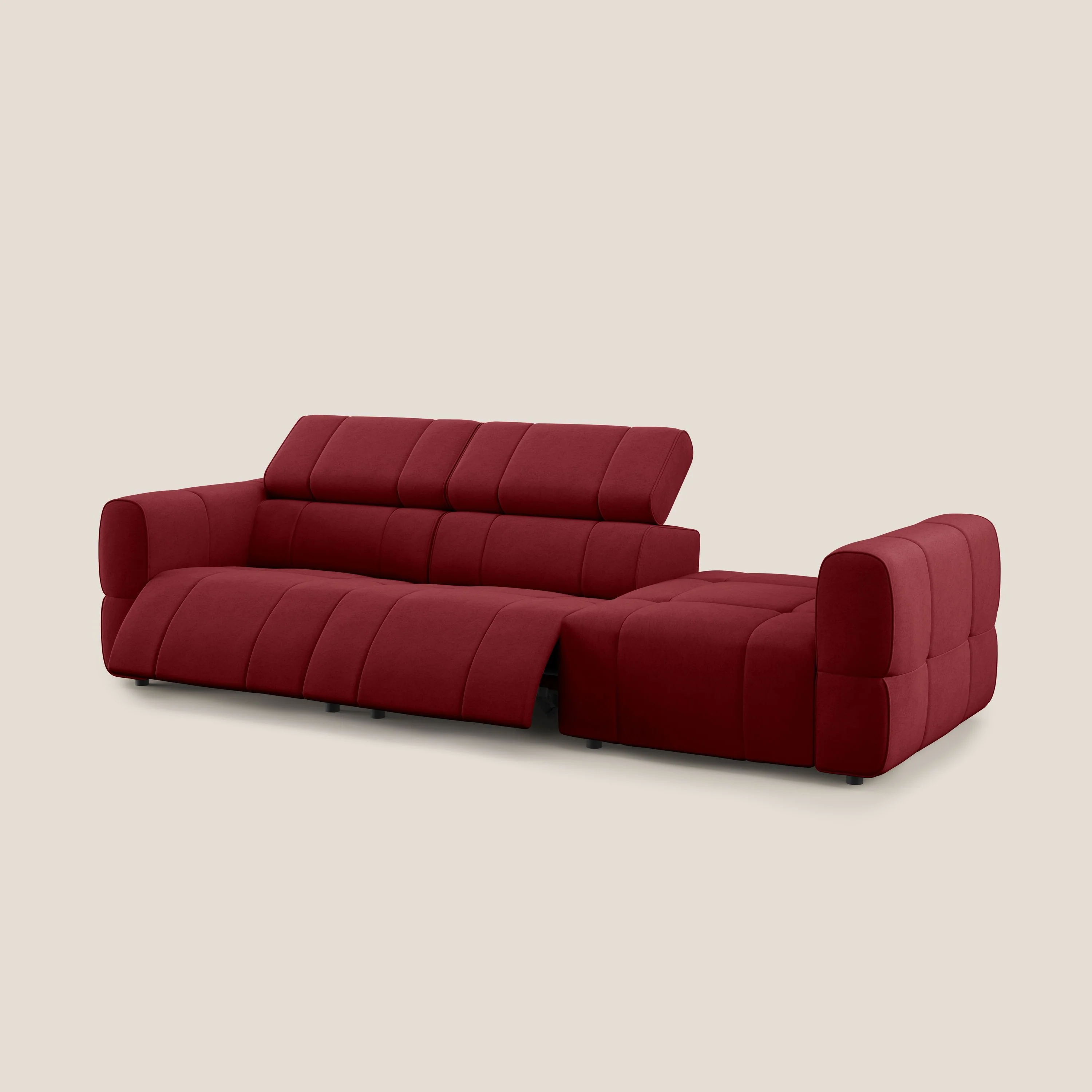 Giotto Canapé terminal avec option relax électrique en microfibre imperméable effet velours  T09 rouge - Image 12