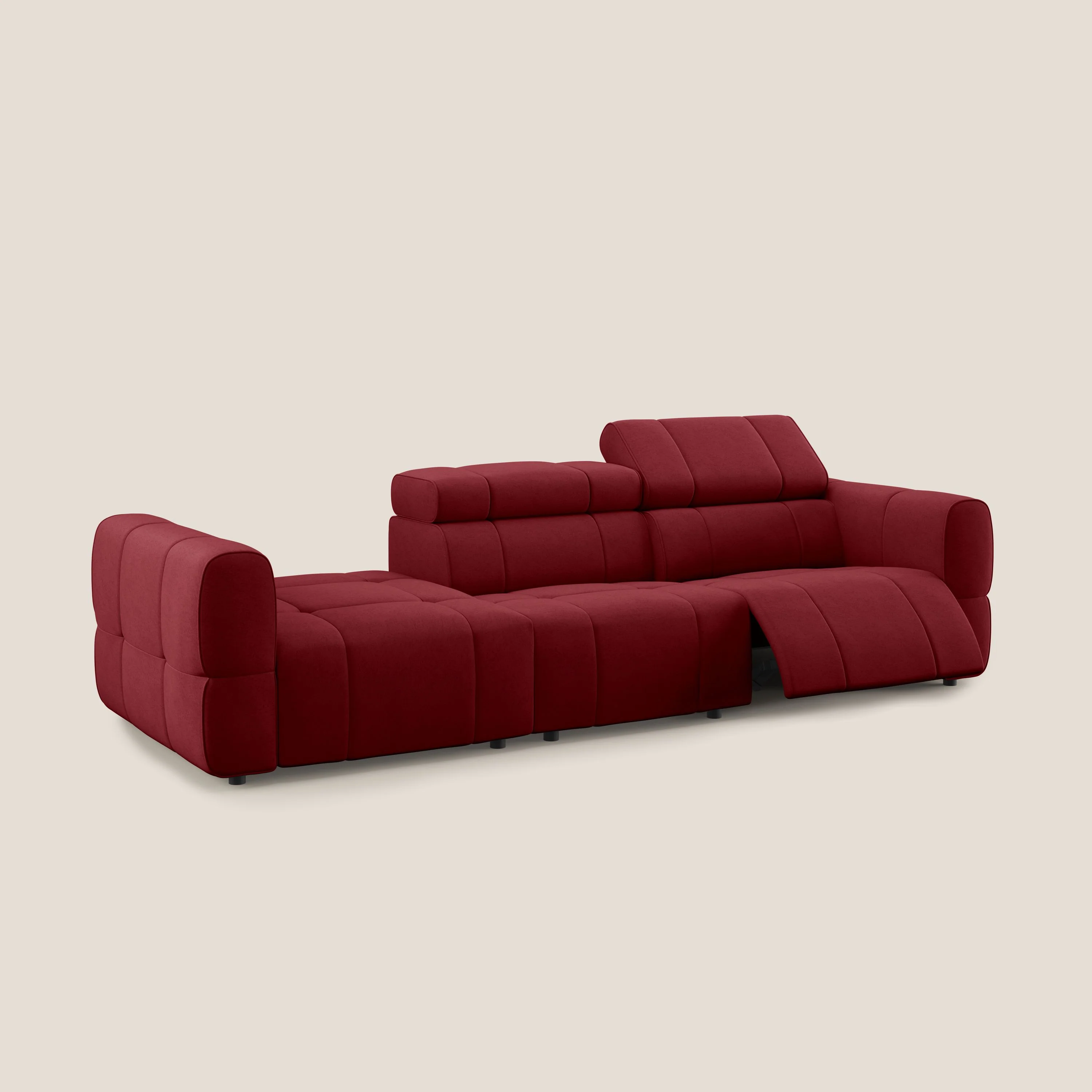 Giotto Canapé terminal avec option relax électrique en microfibre imperméable effet velours  T09 rouge - Image 2