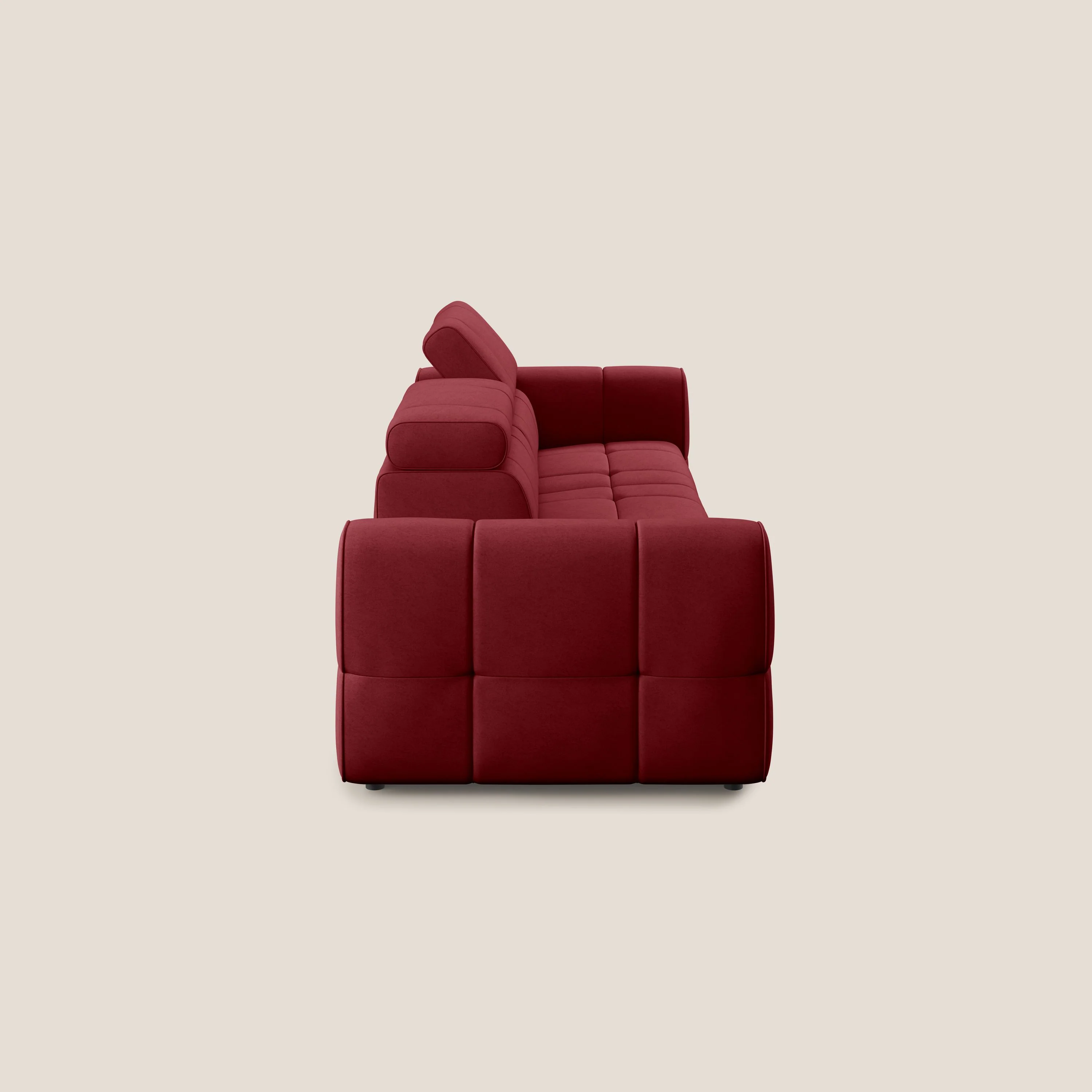 Giotto Canapé terminal avec option relax électrique en microfibre imperméable effet velours  T09 rouge - Image 5