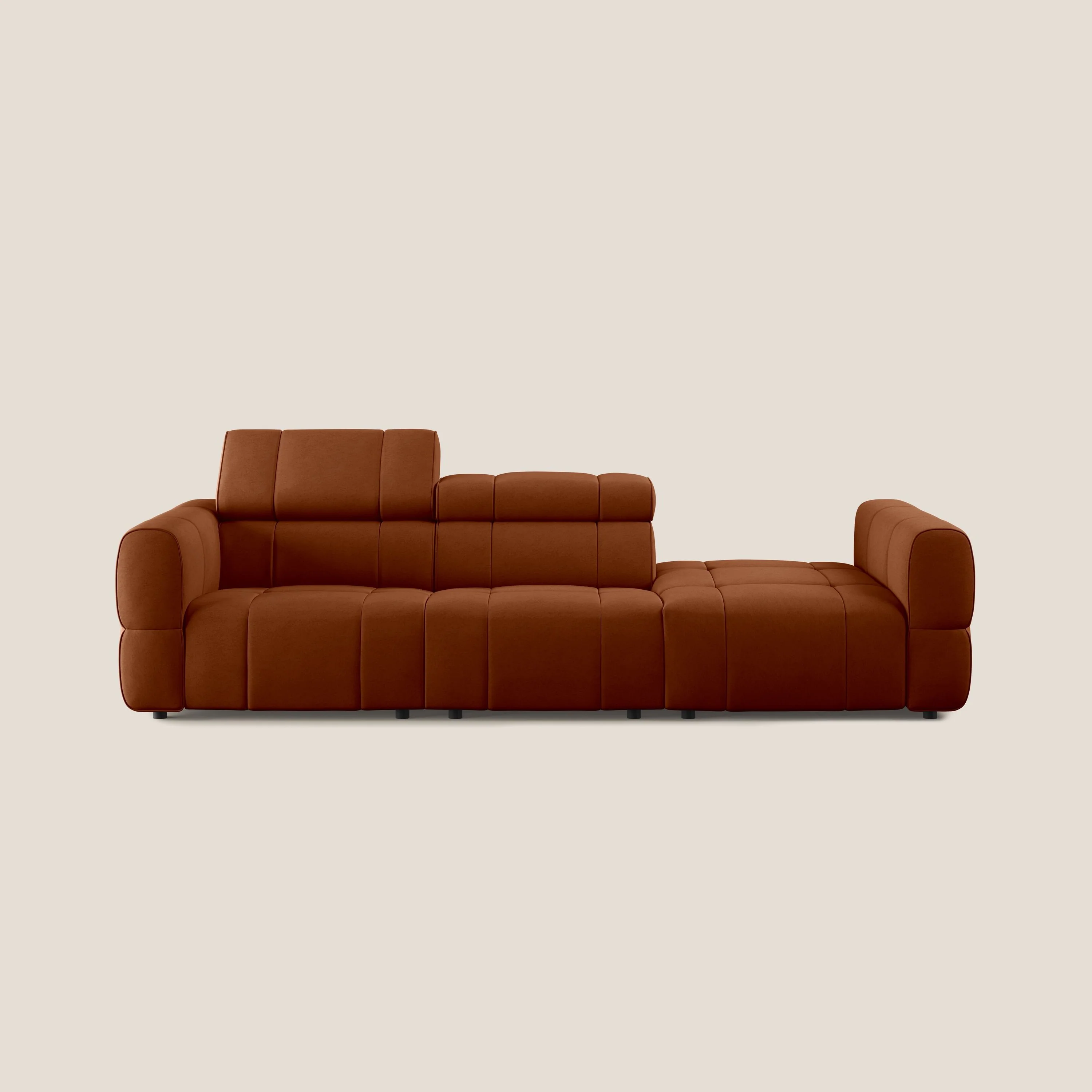 Giotto Canapé terminal avec option relax électrique en microfibre imperméable effet velours  T09 rouille - Image 11